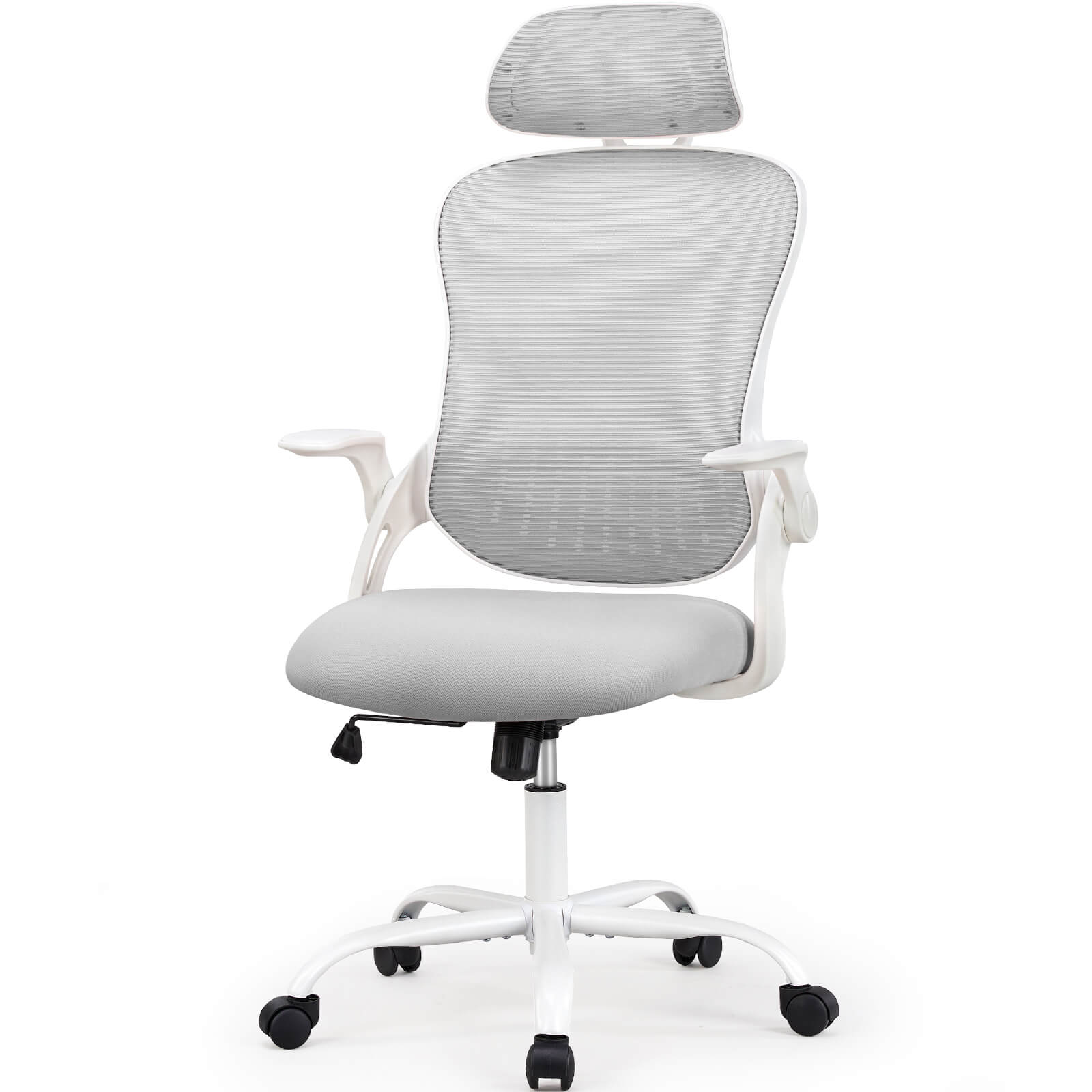 Ergonomic office chair - high back with wheels, adjustable headrest and flip-up armrests for bedroom, study, living room, office