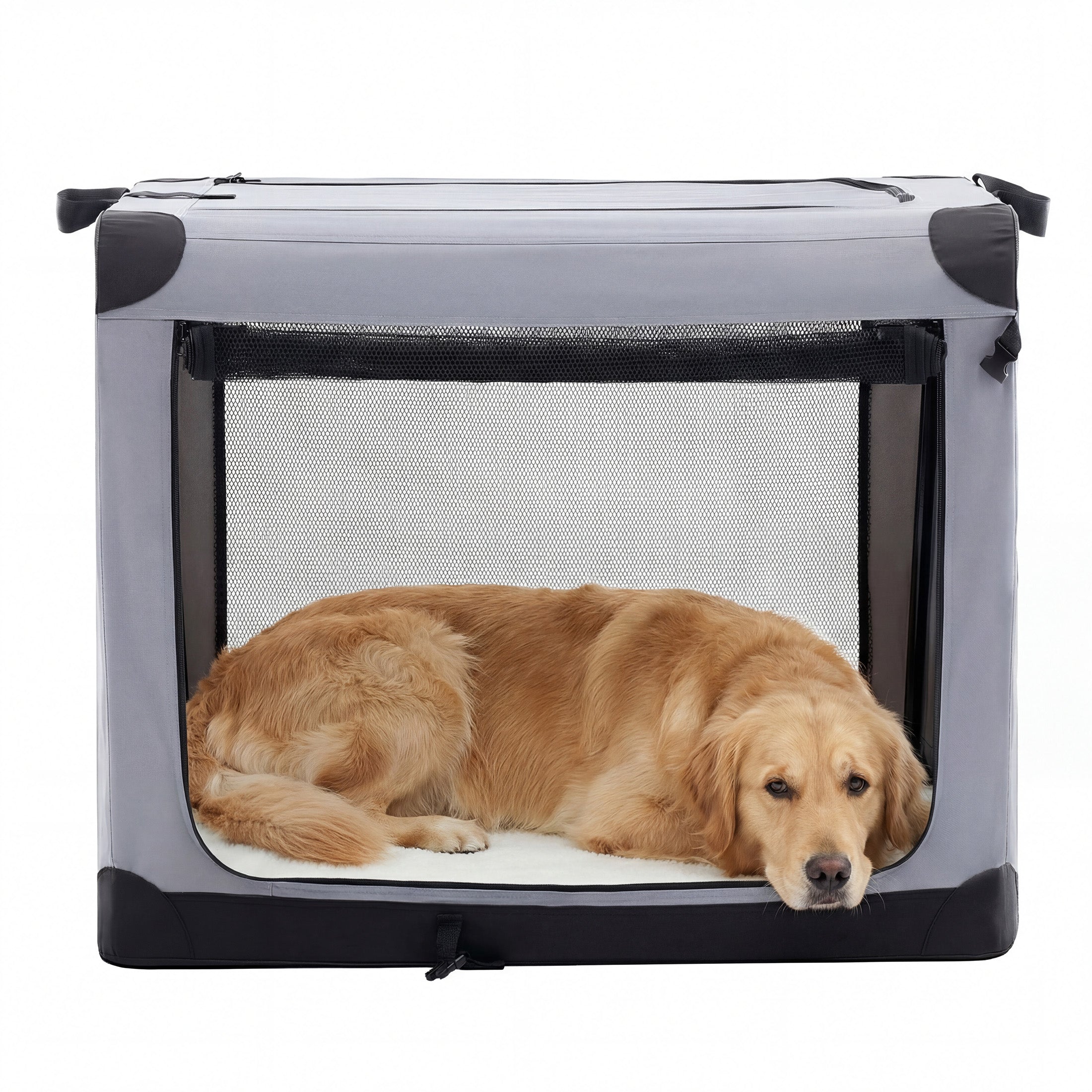 edx Portable Foldable Dog Crate for Small Dog, 3-Door Soft Pet Airline Approved Crate with Storage Bag & Washable Pad, For Indoor Outdoor Dog/Cat/Pet Kennel Carrier