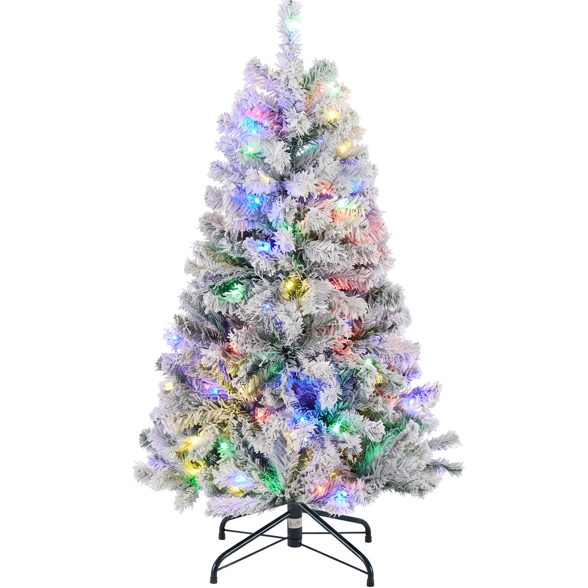 edx Pre-lit Snow Flocked Artificial Christmas Tree, Prelighted Artificial Xmas Tree, With  Branch Tips,  LED Lights & Foldable Base, For Home, Office, Party Decoration