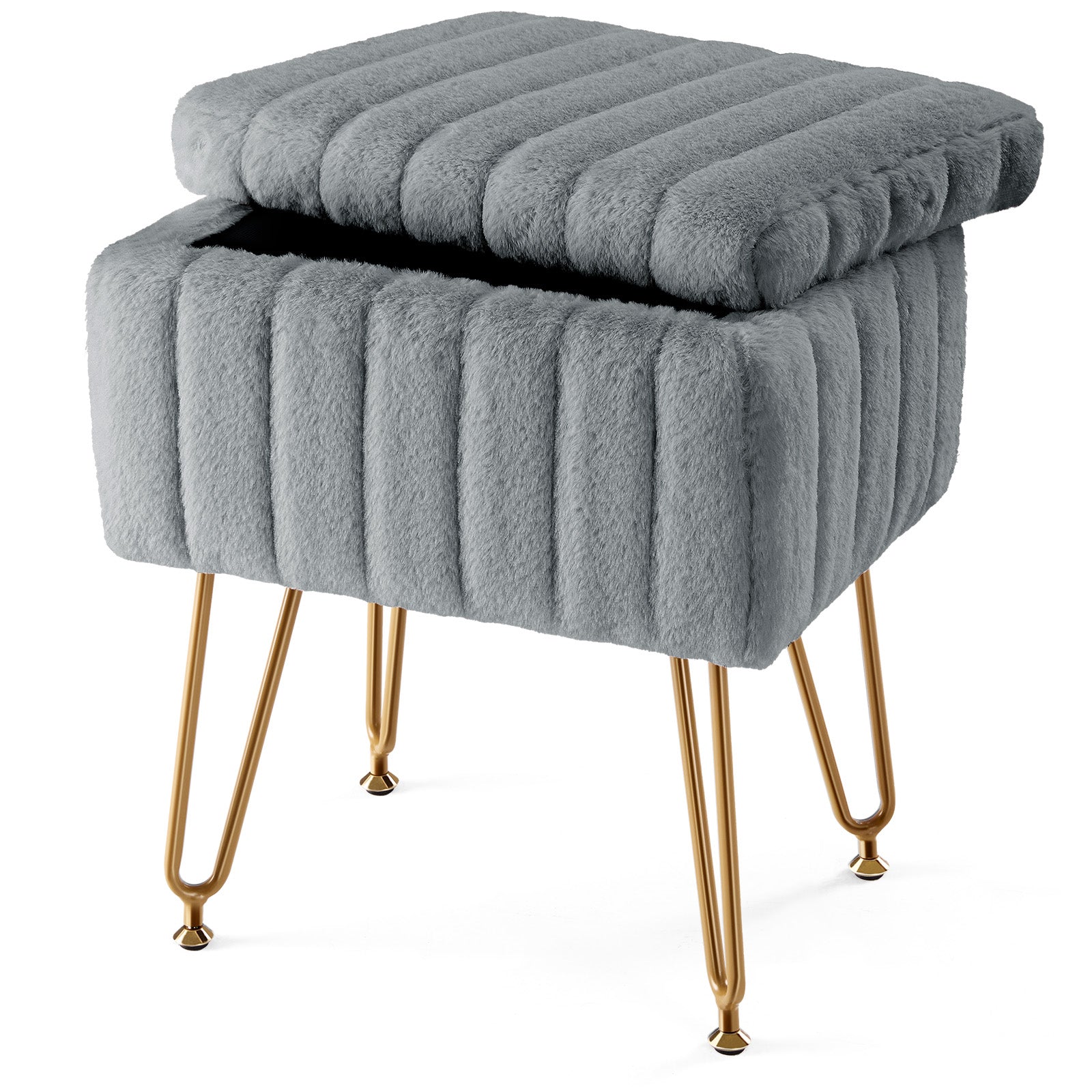 Stool Chair With Storage Space With Non-slip Feet for Powder Room, Bedroom