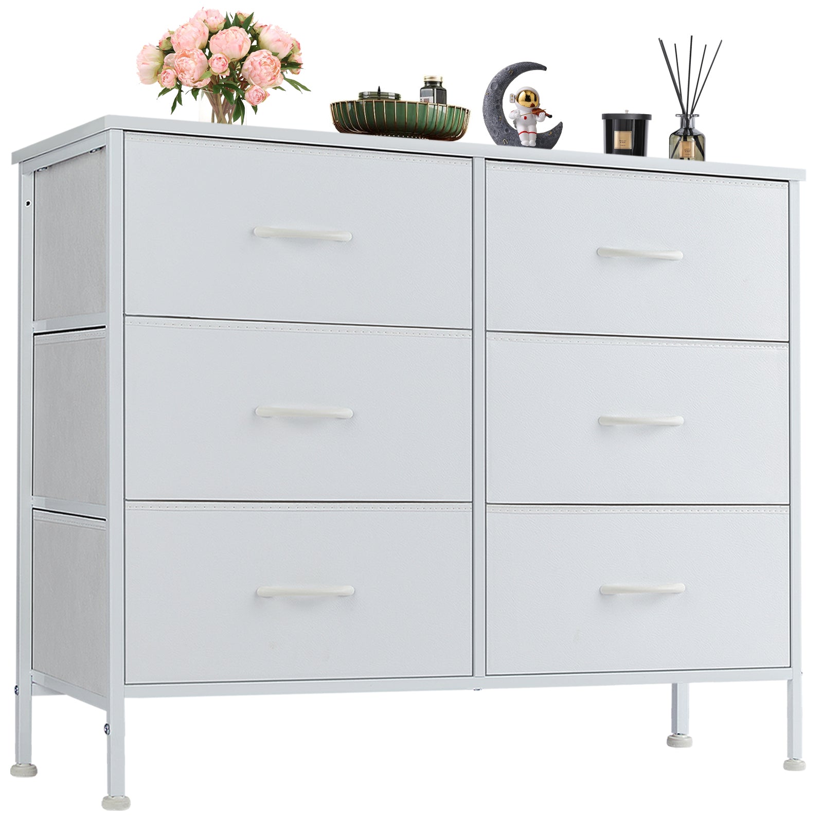 ZUNMOS 6 Drawer Fabric Dresser for Bedroom, Chest of DrawerOrganizer Storage Cabinet for Closet, Entryway,