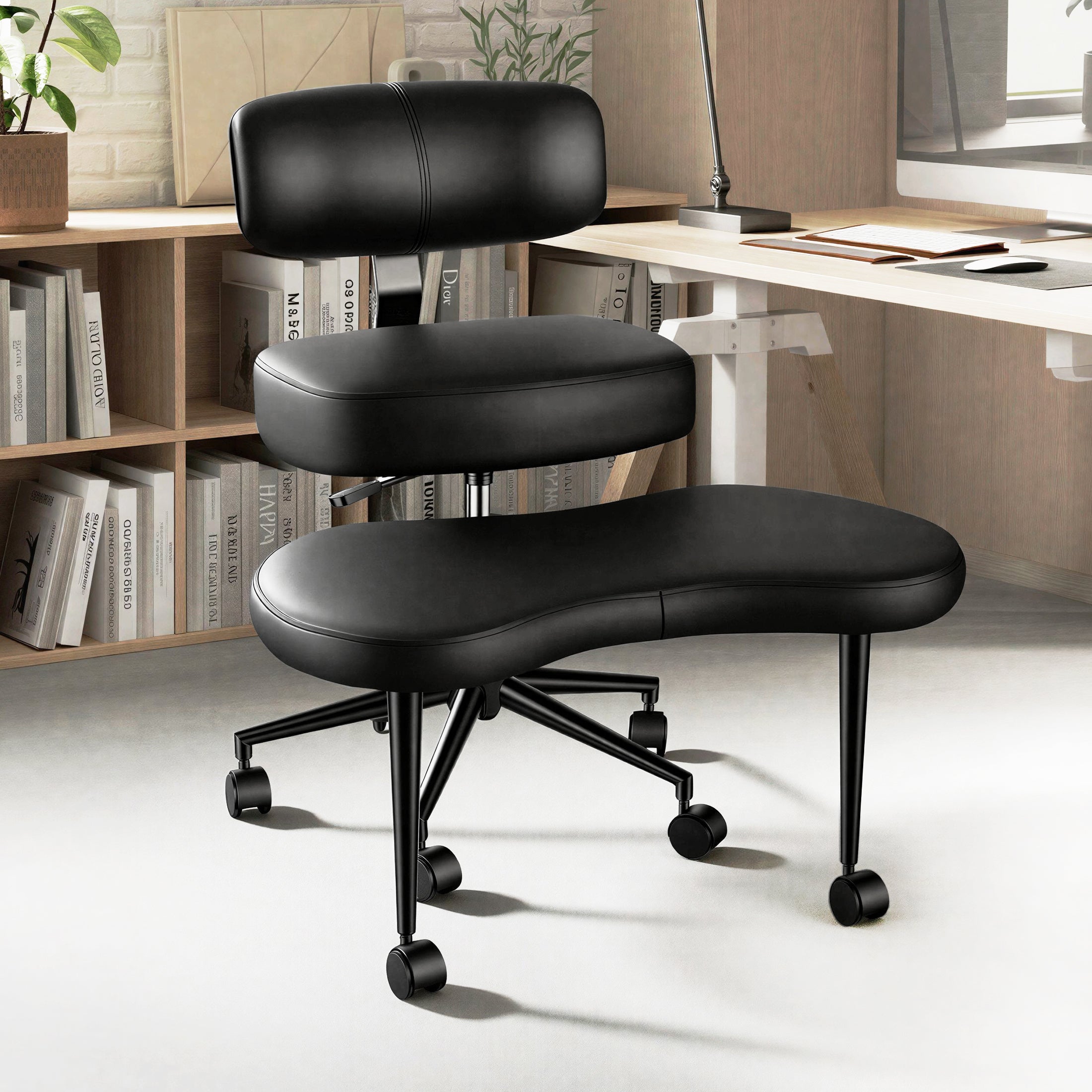 EDX Premium Ergonomic Cross Legged Swivel Meditation Chair with Adjustable Back – 360° Rotating Footrest, 5 Casters for ADHD, Focus & Relaxation