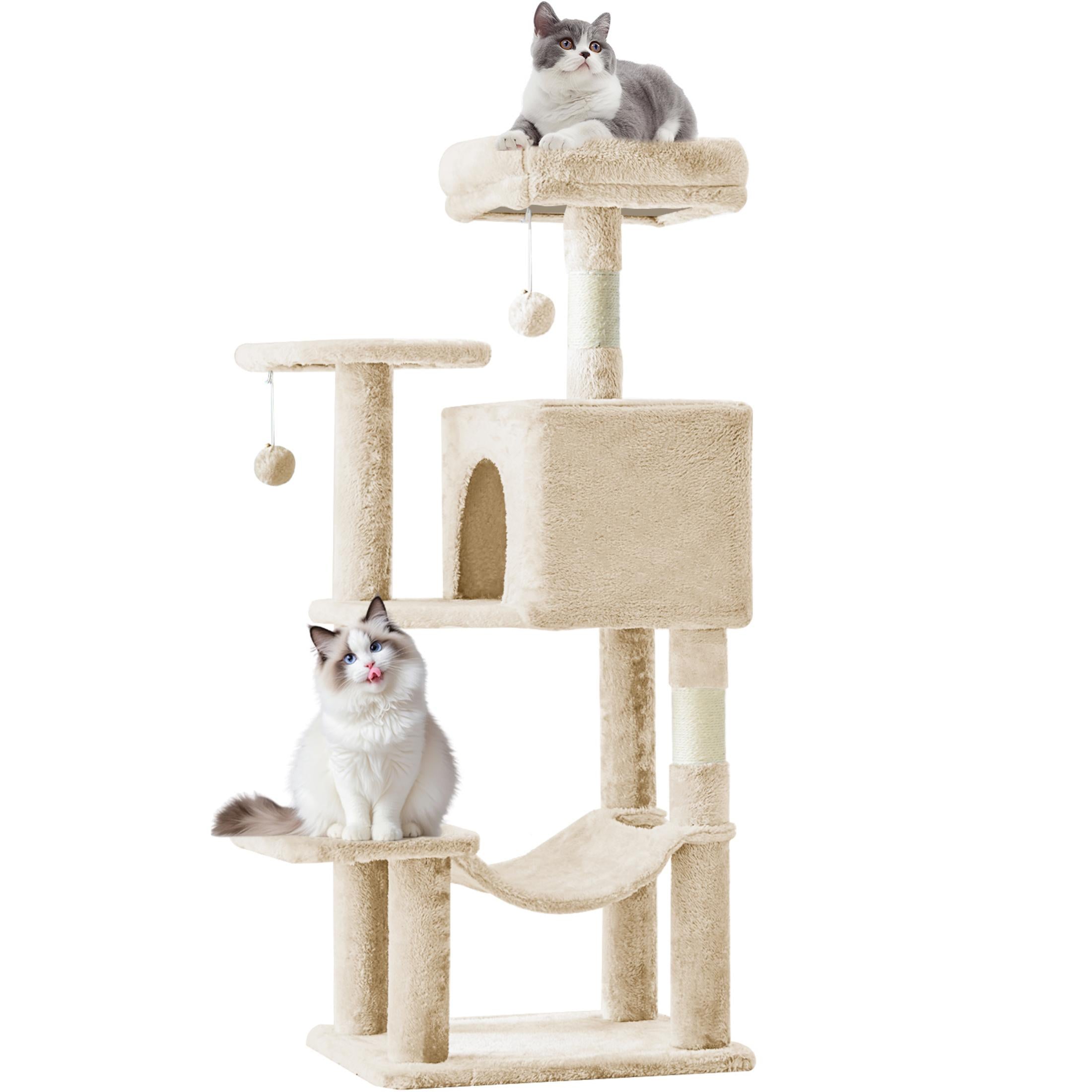edx Cat Tree Tower for Indoor Cats, Multi-Level Pet Furniture with Sisal Scratching Post, Large Cozy Condo, Climbing Ramp, Kitten Toy