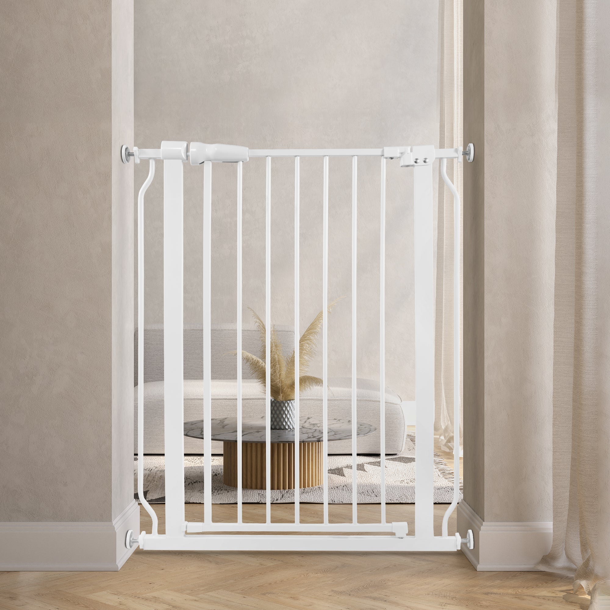 EDX Baby Gate for Stairs and Doorways, 30" Height Safety Gate for Kids and Pets, Adjustable Width 29.1"–33.8", Pressure Mounted Child Gate for Hallways and Openings