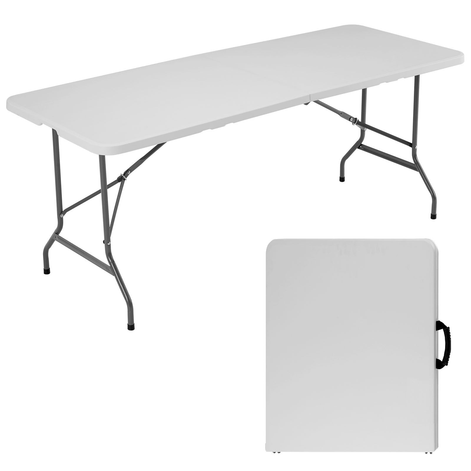 edx Folding Table with Handles for Parties, Banquets, Backyard Events, White