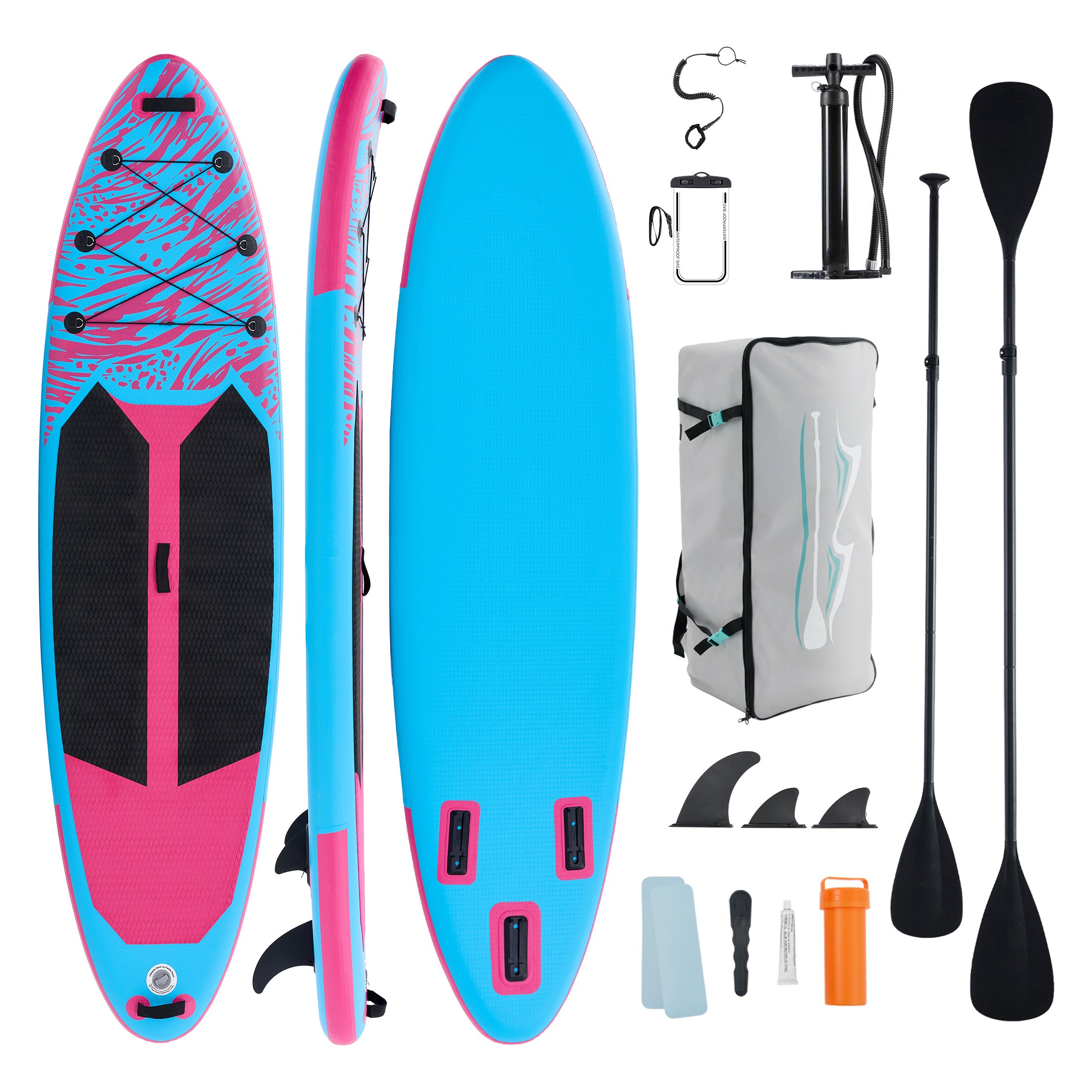 EDX Inflatable Stand Up Paddle Board SUP with Accessories, 126″ x 33″ x 6″ Inflatable Paddleboard, Wide Stable Non-Slip Deck, Fast Double Action Pump, Adjustable Paddle & Carry Bag