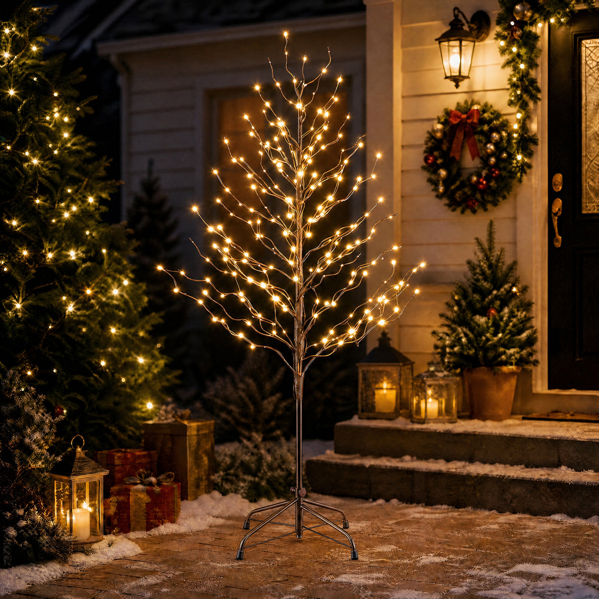 EDX Pre-Lit Birch Trees, Warm White LED Indoor Outdoor Christmas Decoration for Home, Lawn, Yard, Garden and Holiday Decor