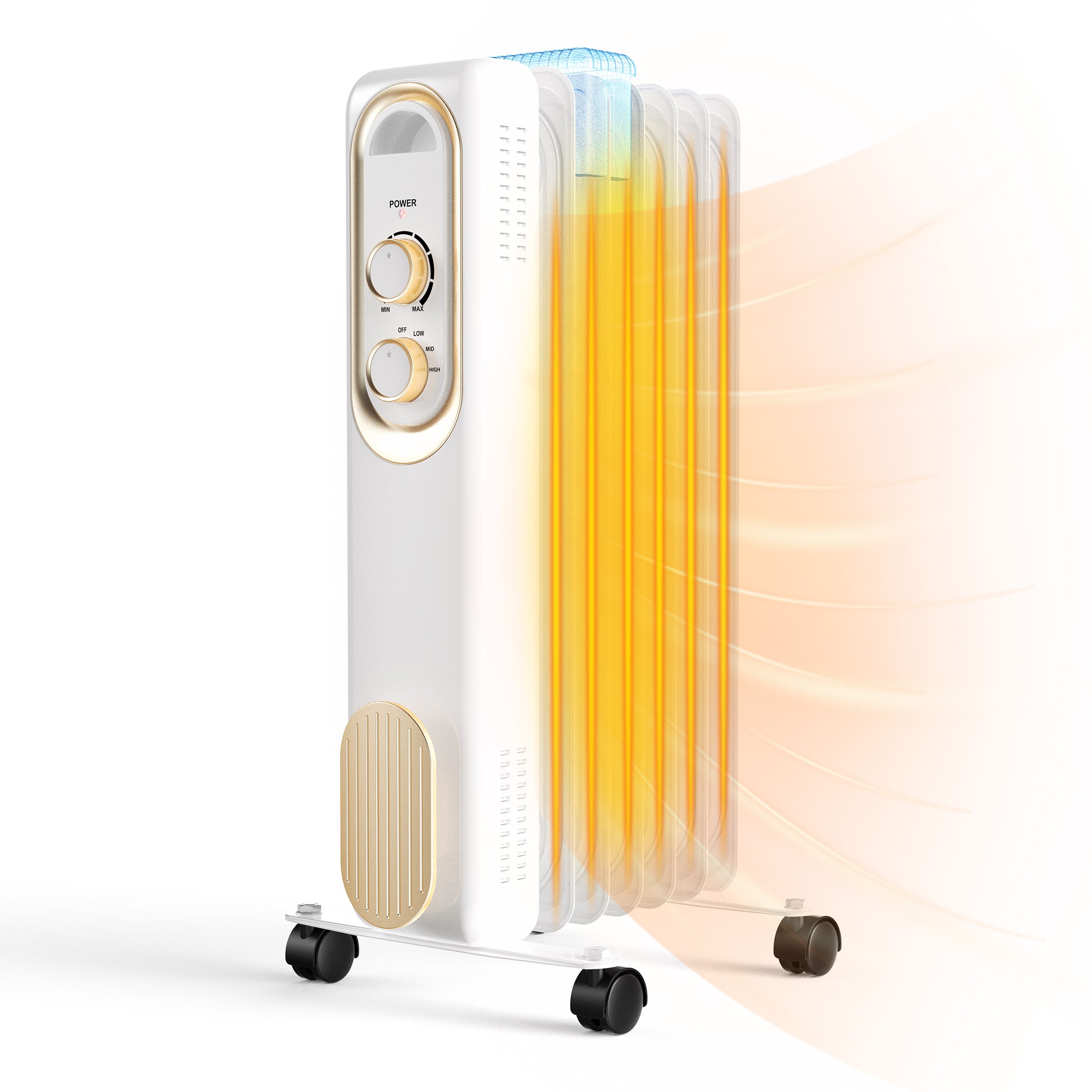 edx Basic Electric Oil Filled Radiator, 1500W Space Heater with Adjustable Thermostat, 22.83 x 11.81 x 4.92 in