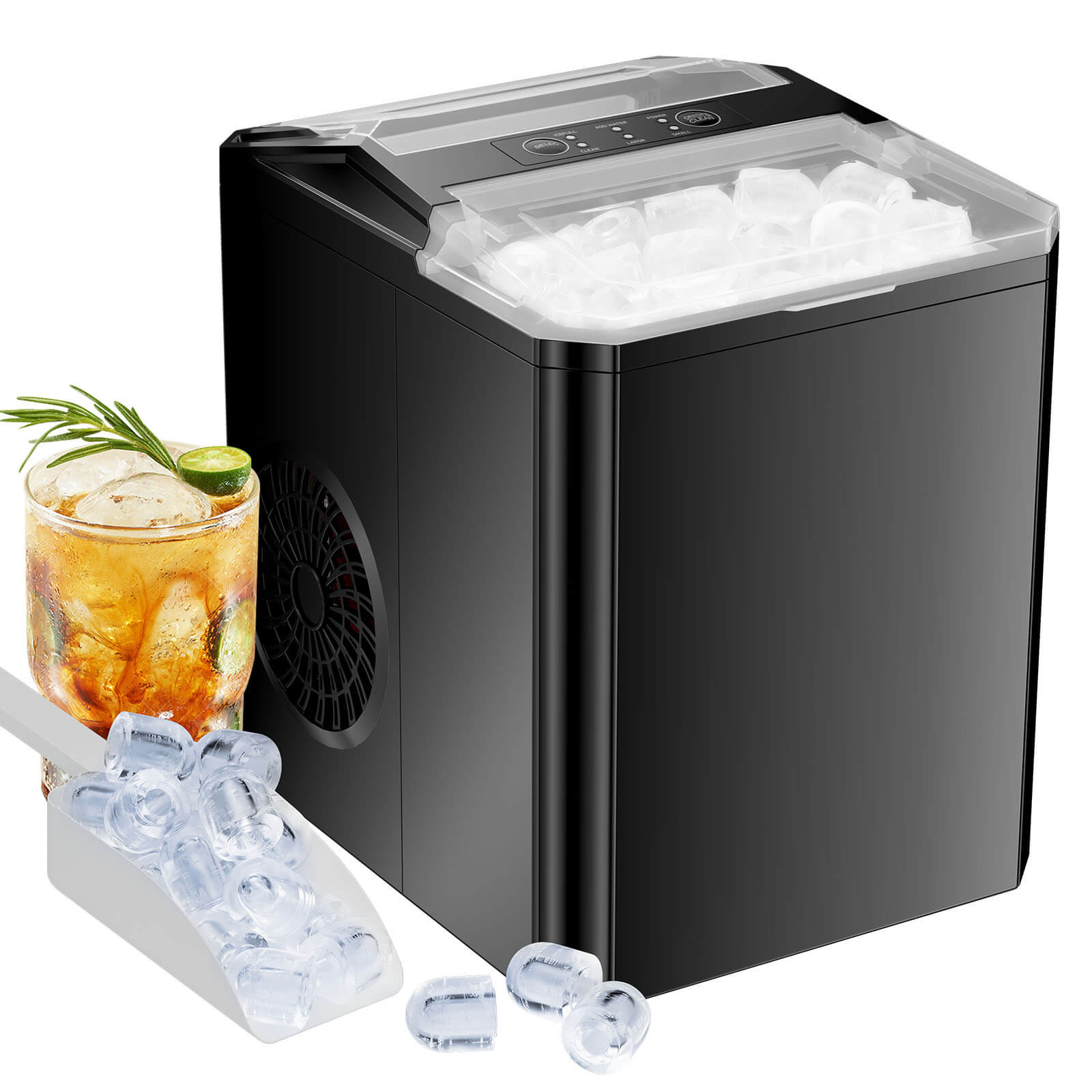 Mayoume Countertop Ice Maker, Portable Ice Machine Self-Cleaning, 9 Cubes in 6 Mins, for Home Party Office