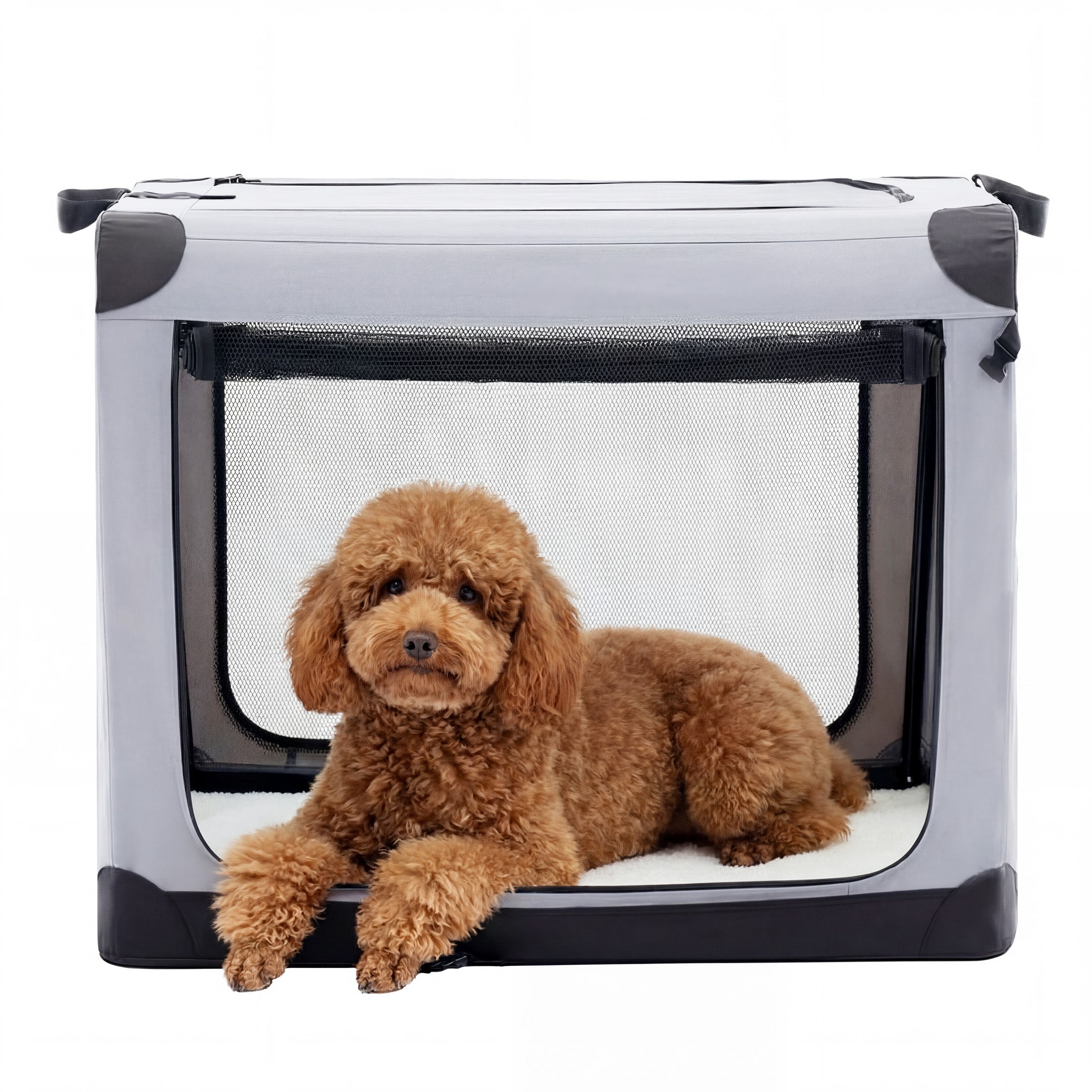 edx Portable Foldable Dog Crate for Small Dog, 3-Door Soft Pet Airline Approved Crate with Storage Bag & Washable Pad, For Indoor Outdoor Dog/Cat/Pet Kennel Carrier