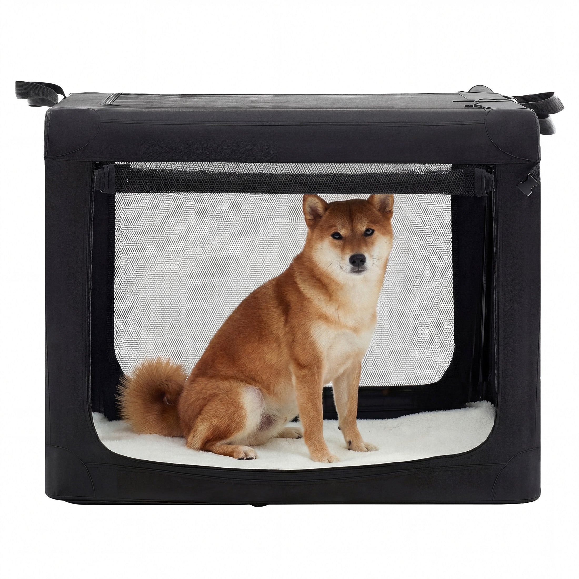 edx Portable Foldable Dog Crate for Small Dog, 3-Door Soft Pet Airline Approved Crate with Storage Bag & Washable Pad, For Indoor Outdoor Dog/Cat/Pet Kennel Carrier