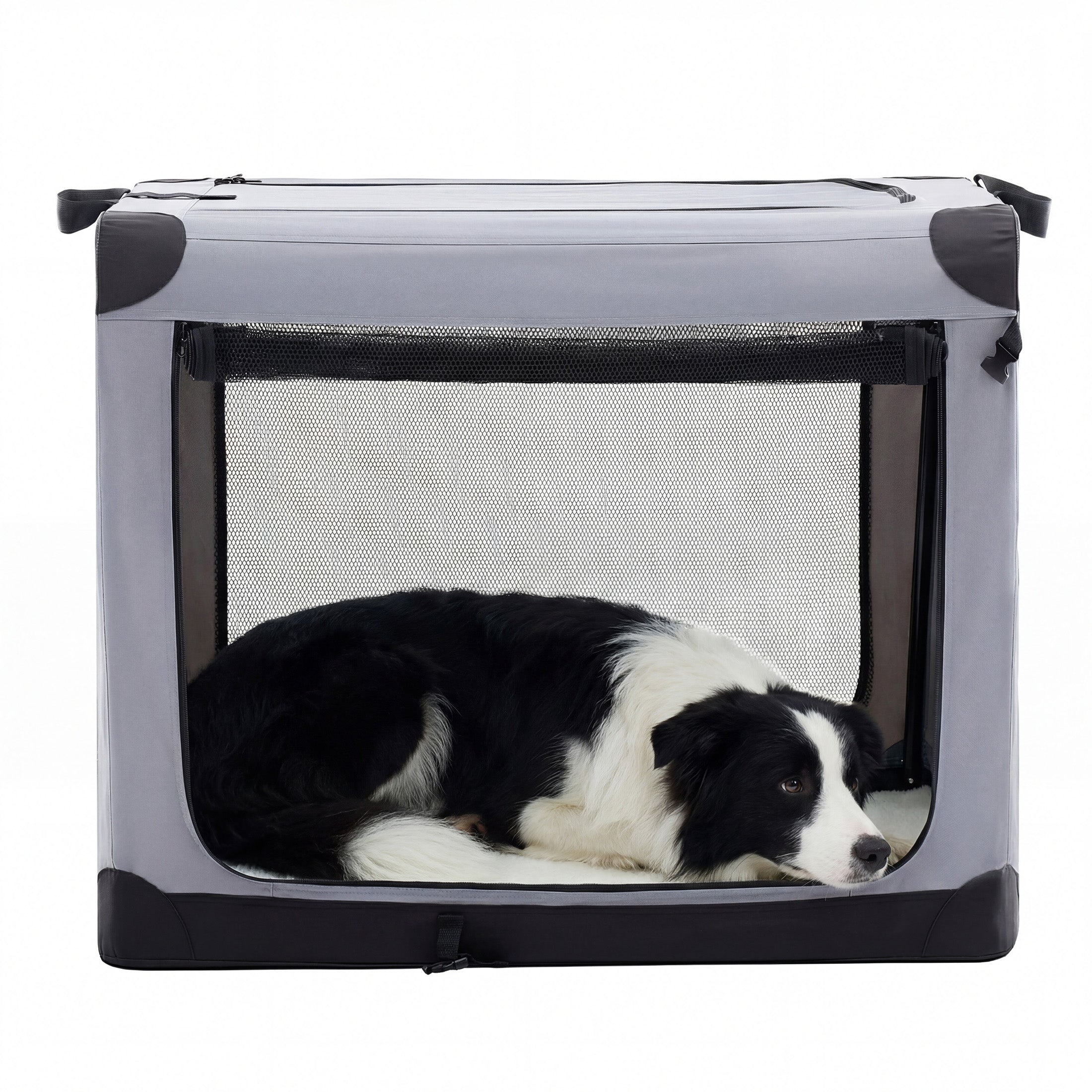 edx Portable Foldable Dog Crate for Small Dog, 3-Door Soft Pet Airline Approved Crate with Storage Bag & Washable Pad, For Indoor Outdoor Dog/Cat/Pet Kennel Carrier
