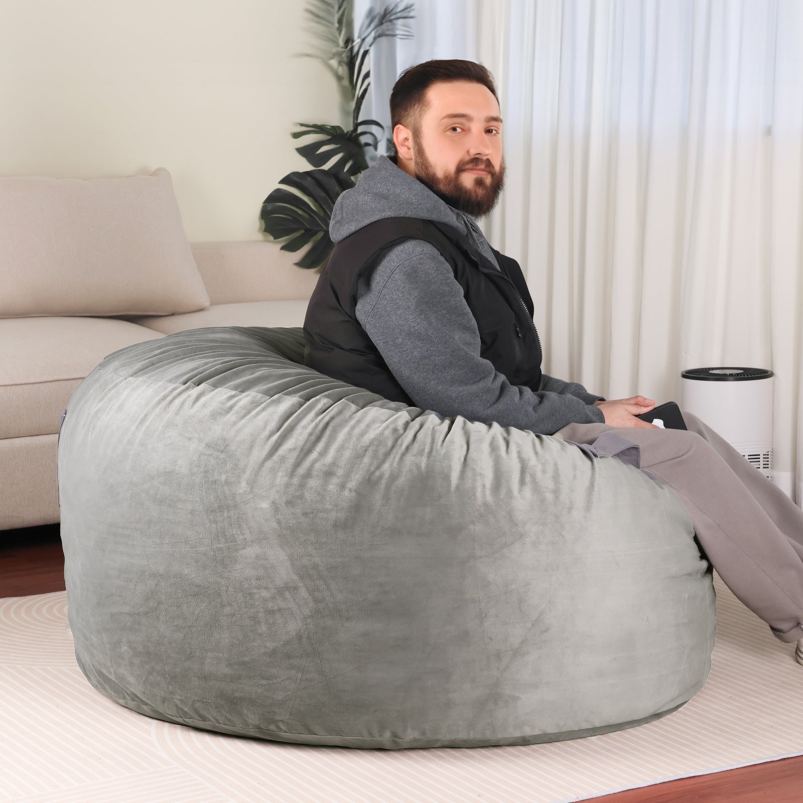Premium 4Ft Memory Foam Bean Bag Sofa Chair for Adults - Cozy and Comfortable Home Seating Option