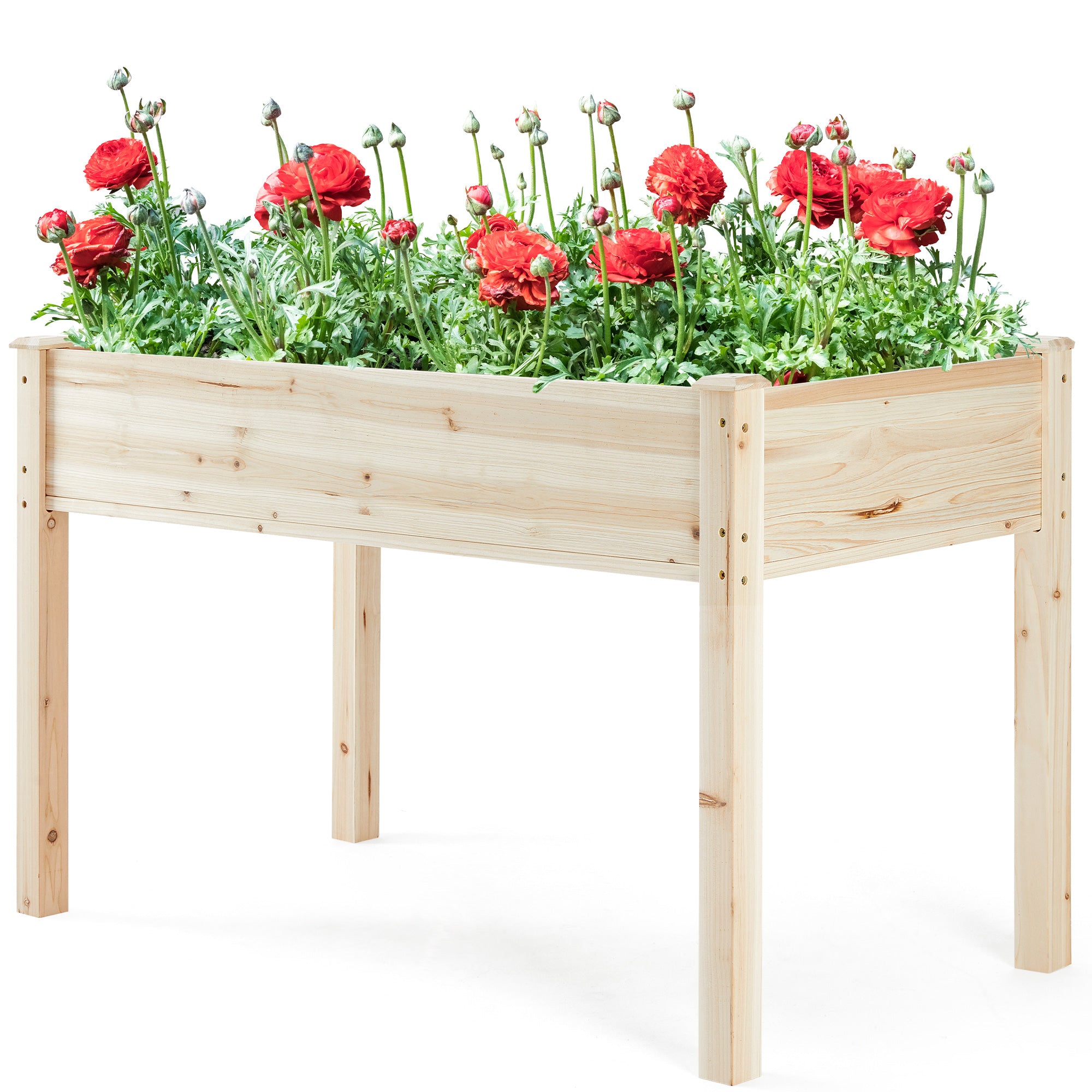 Wooden Raised Garden Bed with Storage Shelf - Ideal for Vegetable and Flower Garden on Patio or Balcony