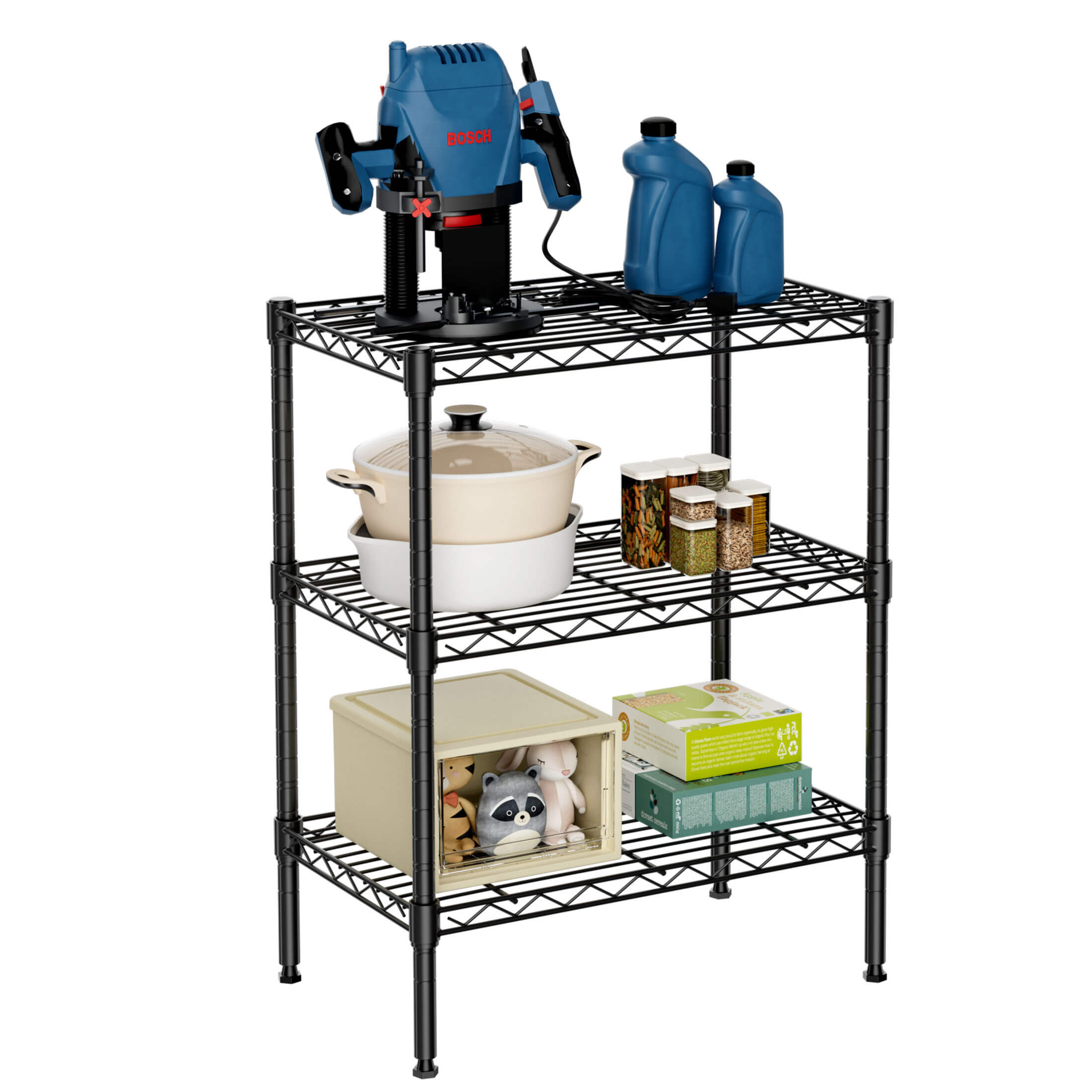 Storage Shelving Unit, Adjustable Metal Wire Racks Heavy Duty Standing Shelf Organizer For Kitchen, Closet, Pantry, Garage, Bathroom, Laundry