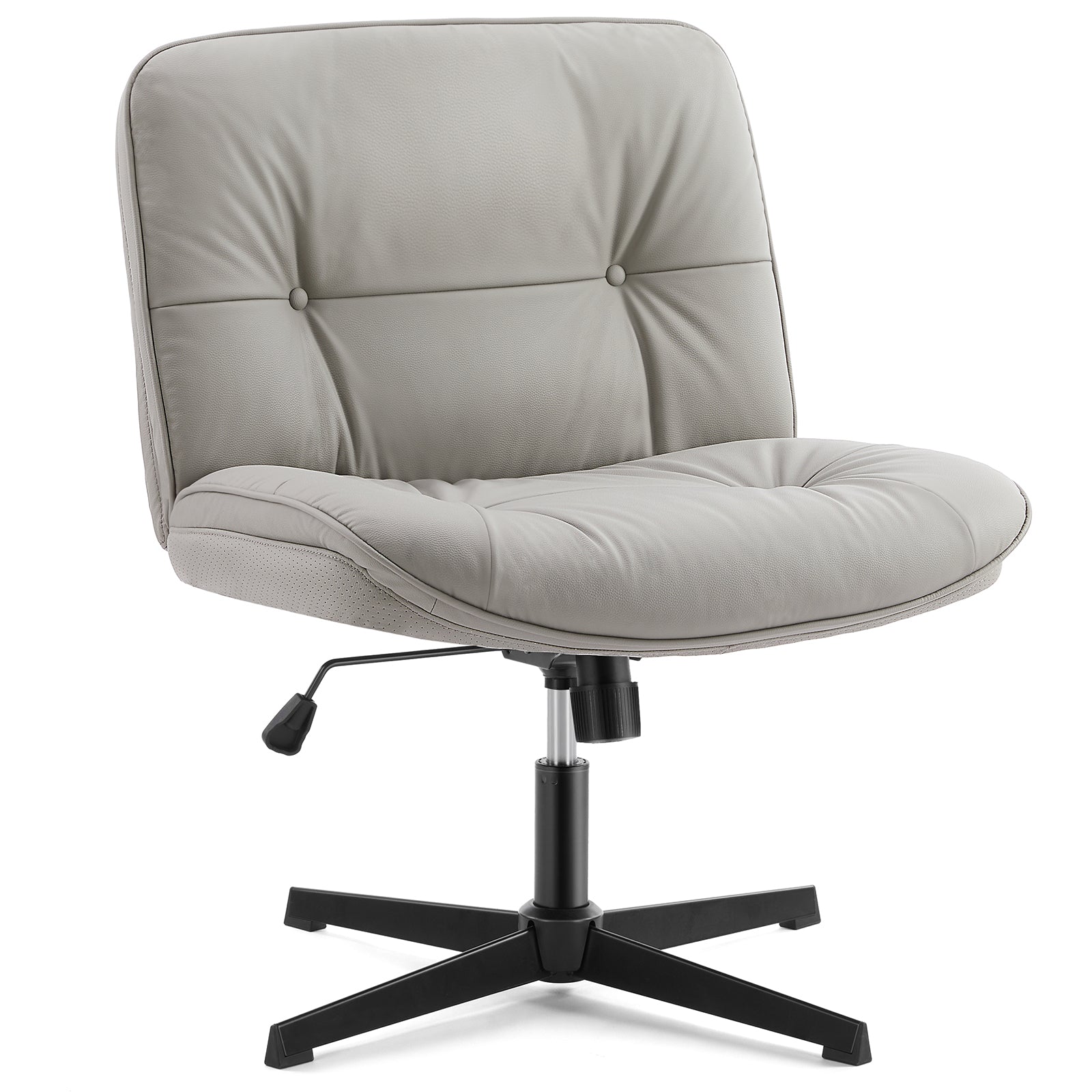 EDX Armless Office Chair without Wheels, Wide Ergonomic Artificial Leather Swivel Chair with Height Adjustable, Comfortable Computer Accent Chair for Living or Bed Room