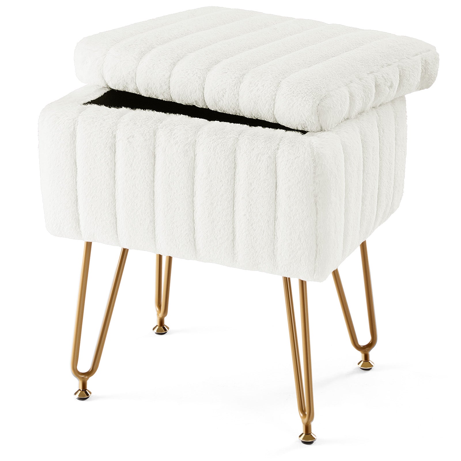 Stool Chair With Storage Space With Non-slip Feet for Powder Room, Bedroom