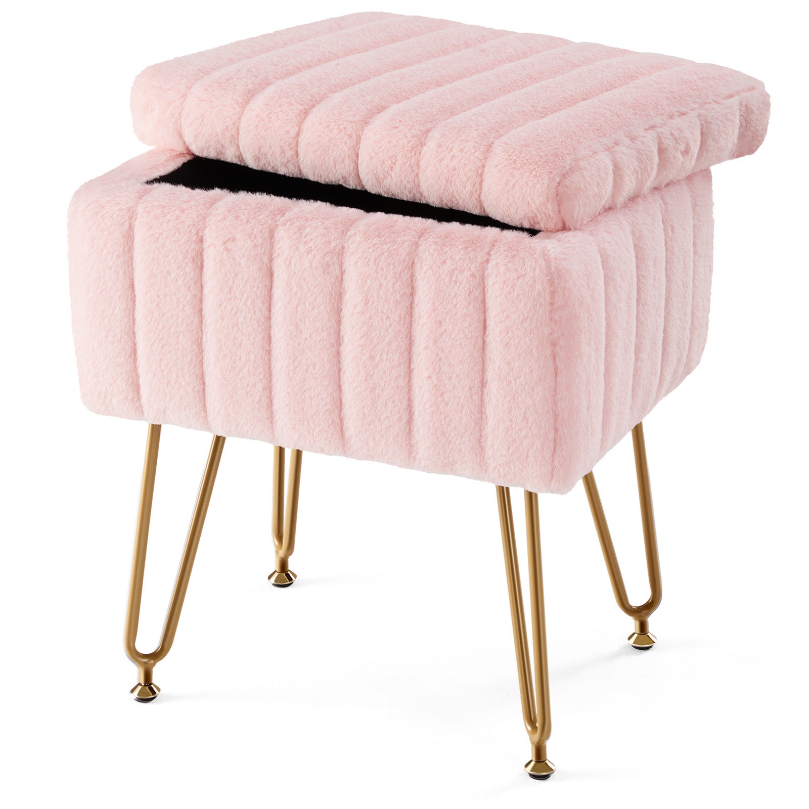 Stool Chair With Storage Space With Non-slip Feet for Powder Room, Bedroom