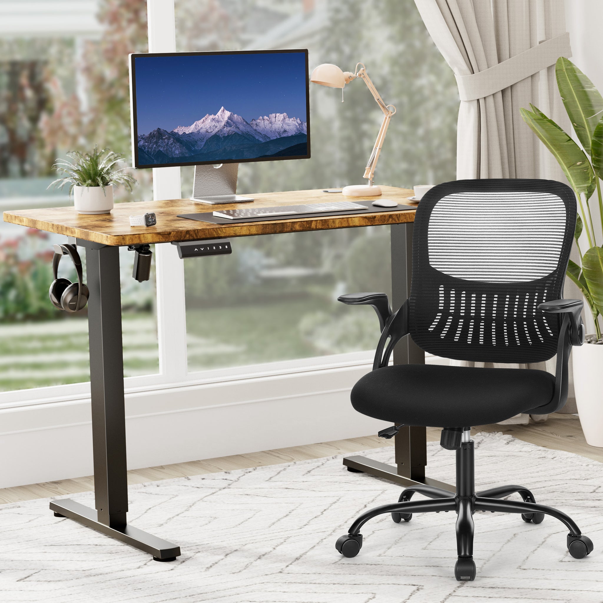 edx Electric Standing Desk & Computer Office Chair Set, Height Adjusta