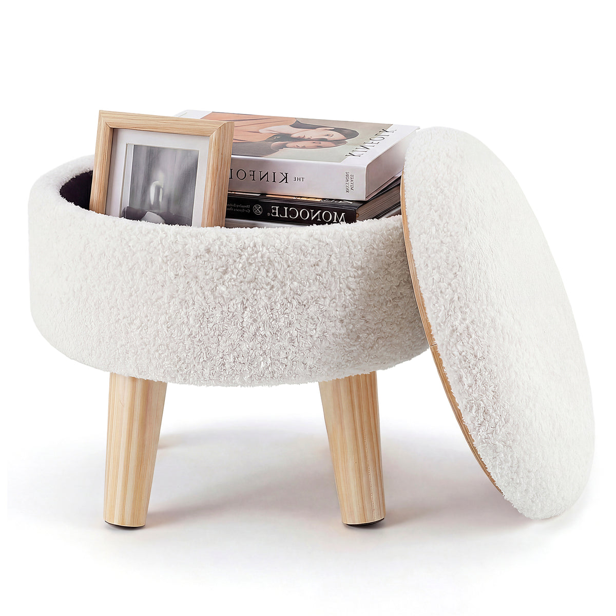Gianna Round Ottoman Footrest Chair for Makeup Room, Bathroom, Bedroom, Living Room, Entryway & Offices