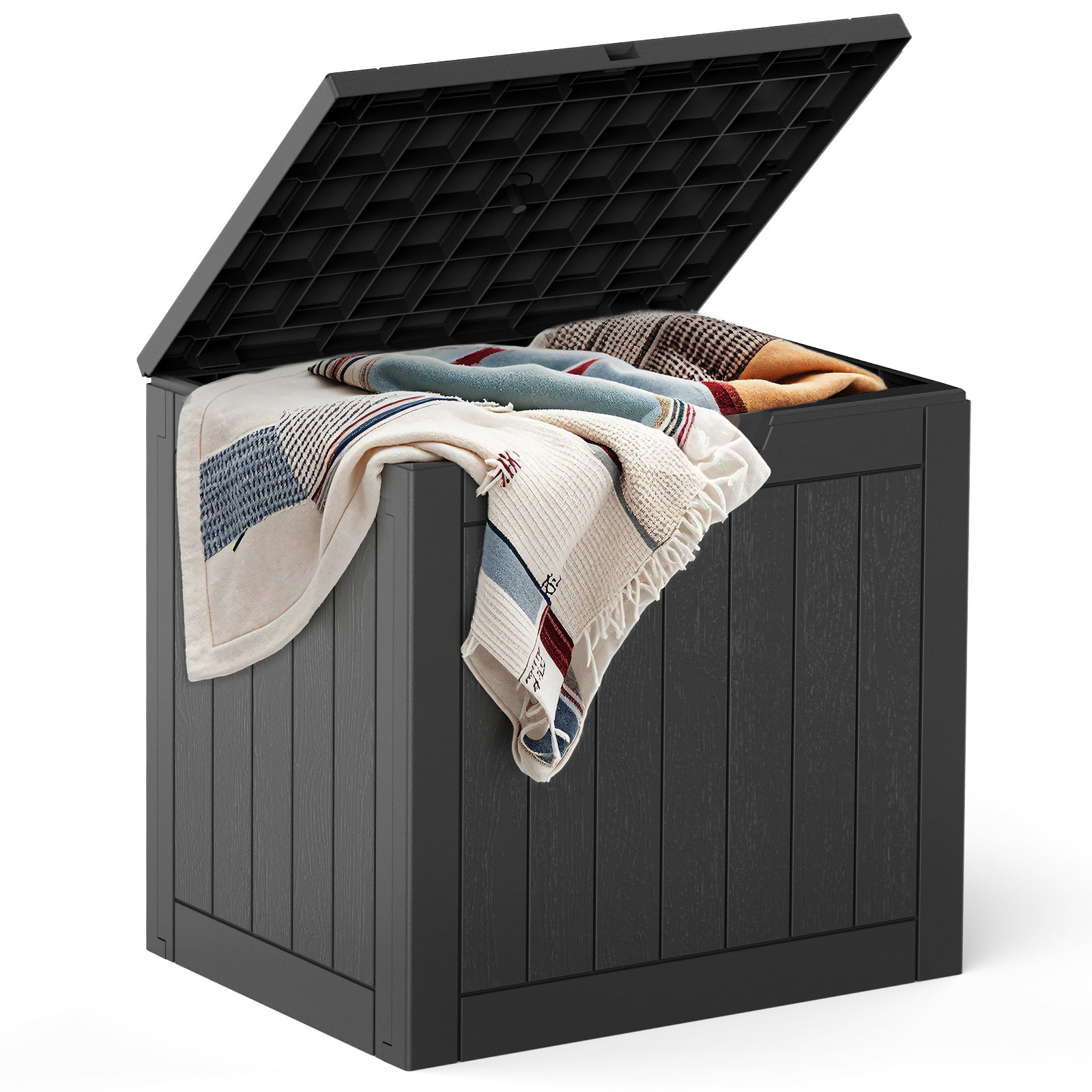 30 Gallon Deck Box, Outdoor Storage Box, Waterproof Resin Storage Bin for Package Delivery, Patio Cushions, Gardening Tools, Lockable, UV Resistant