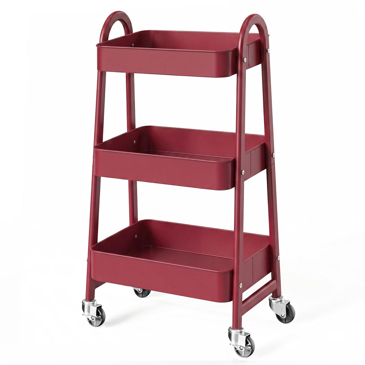 Gianna 3 Tier Rolling Cart, Metal Utility Storage Cart with Lockable Wheels for Livingroom, Bathroom, Kitchen & Narrow Spaces