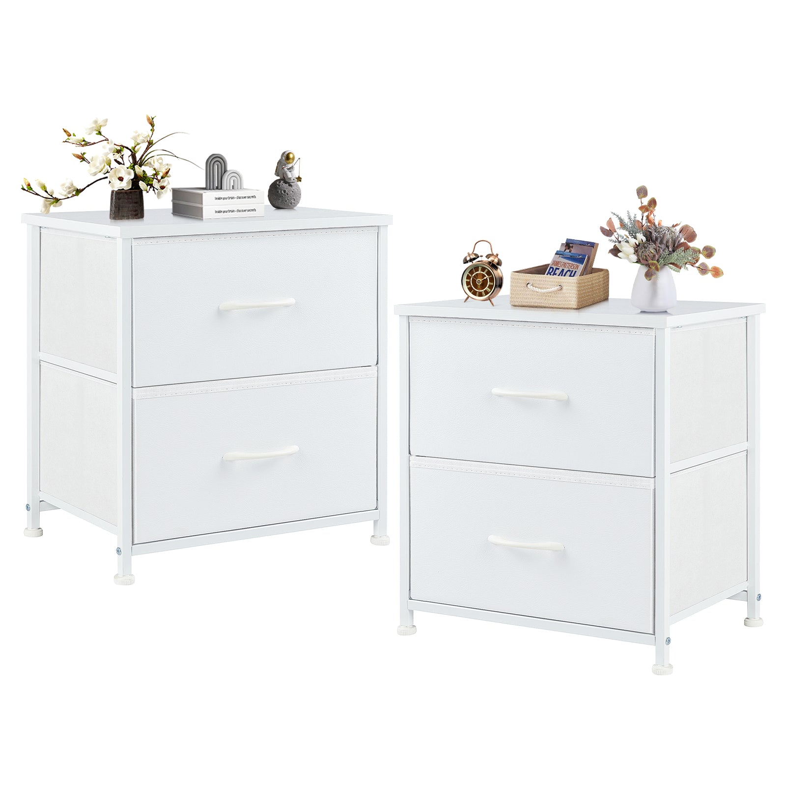 ZUNMOS Nightstands Set of 2 with 2 Storage Drawers - Side Table for Bedroom, Living Room, Closet, College Dorm,