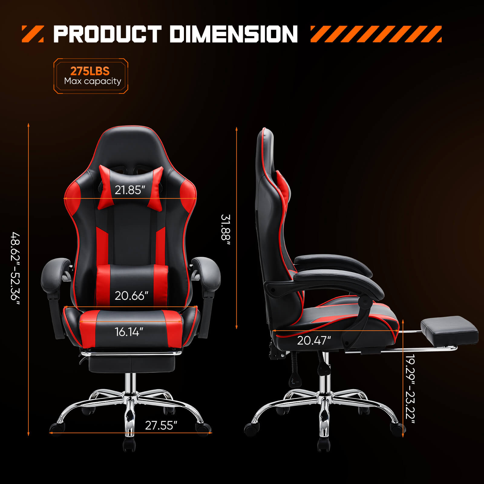 Mayoume Gaming Chair Ergonomic Office Chair With Foot Rest, Big And Tall Executive Desk Chair With Lumbar Support, Padded Arms, Computer Chair For Home Office, Bedroom