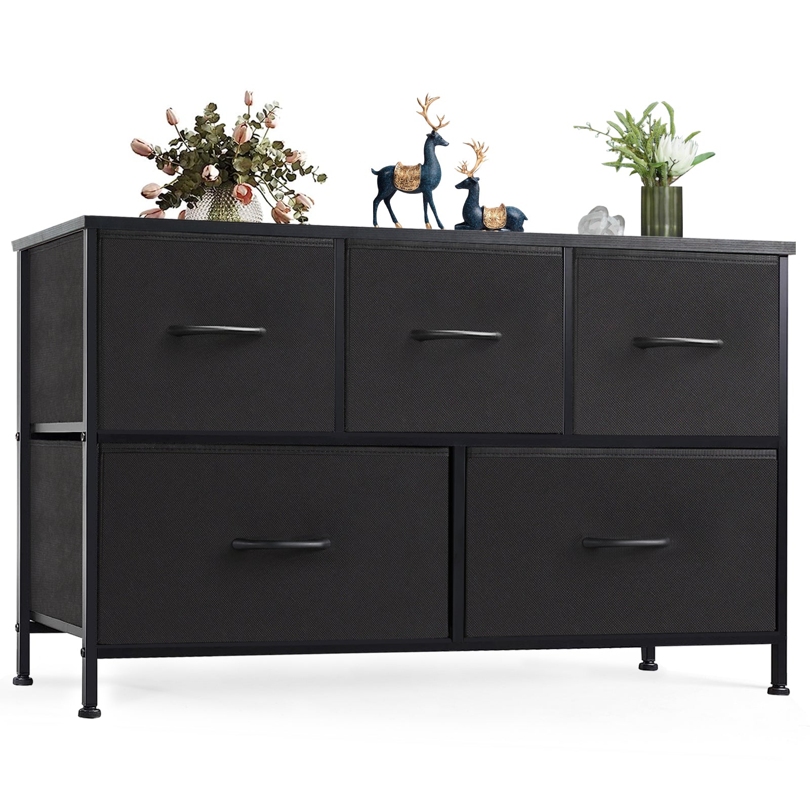 ZUNMOS 5 Drawer Fabric Dressers for Bedroom, Chest of Drawer Organizer Storage Cabinet for Closet