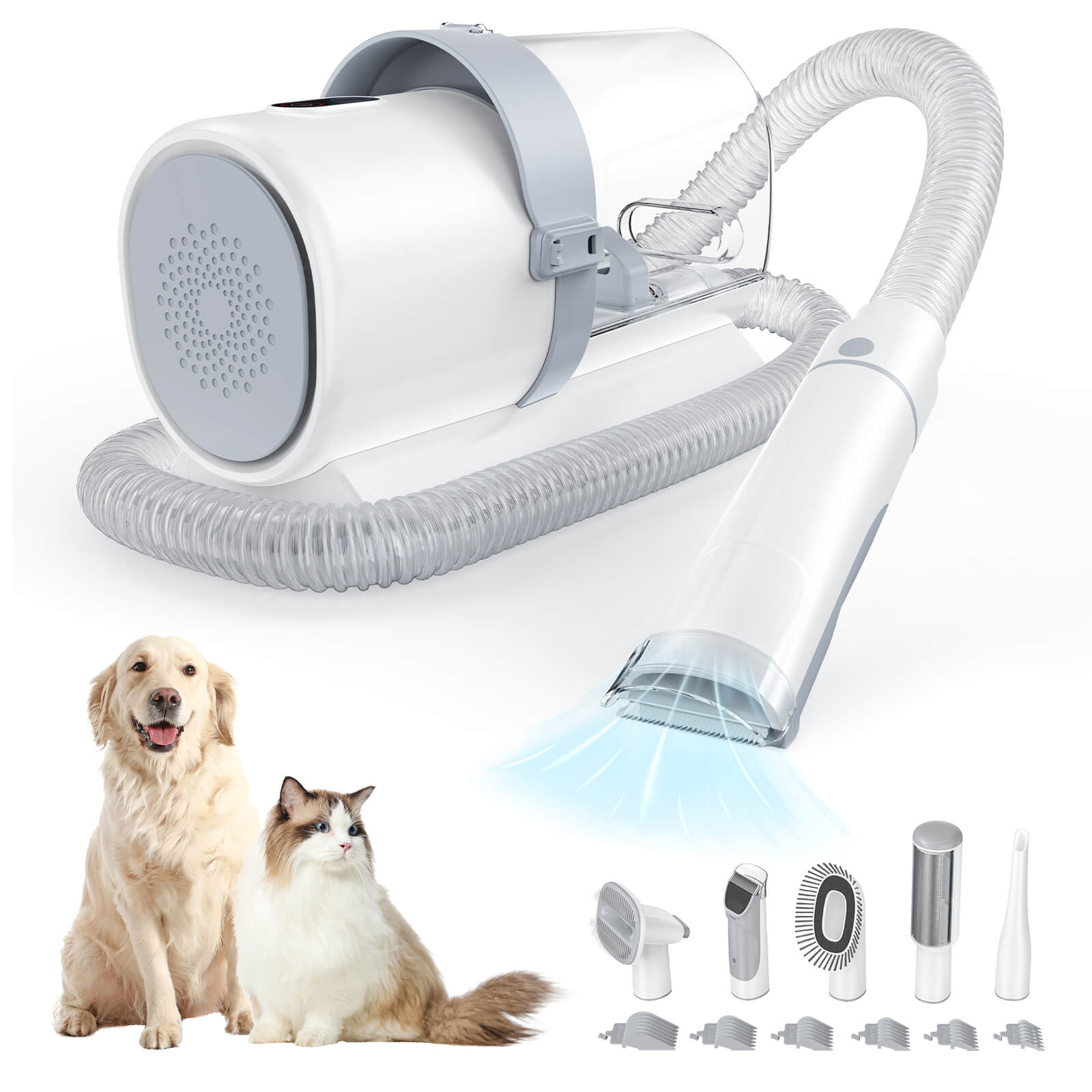 Vacuum Pet Grooming Kit 5 in 1-Professional Clippers, Mulifunctional Grooming Tools for Dogs Cats and Other Animals