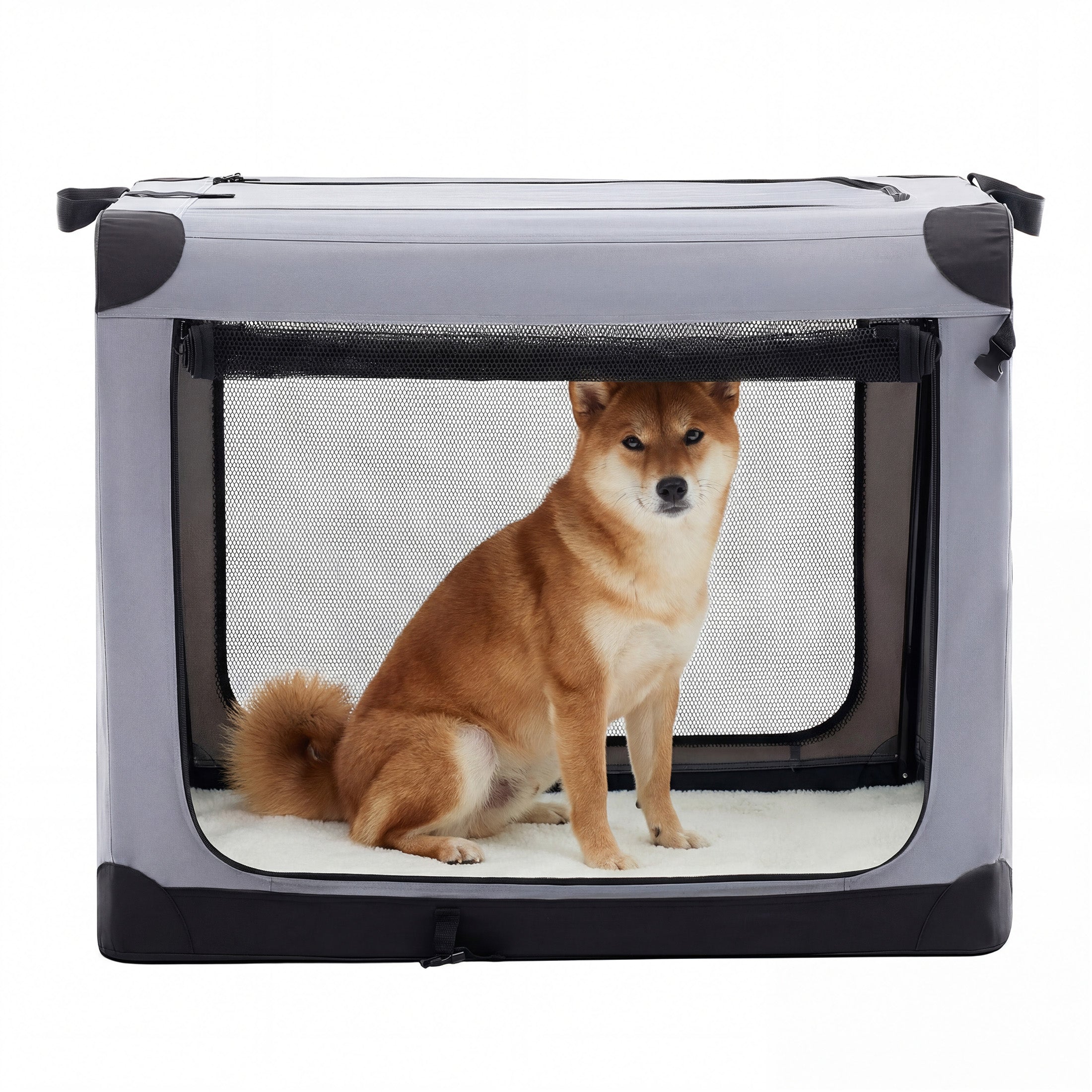 edx Portable Foldable Dog Crate for Small Dog, 3-Door Soft Pet Airline Approved Crate with Storage Bag & Washable Pad, For Indoor Outdoor Dog/Cat/Pet Kennel Carrier