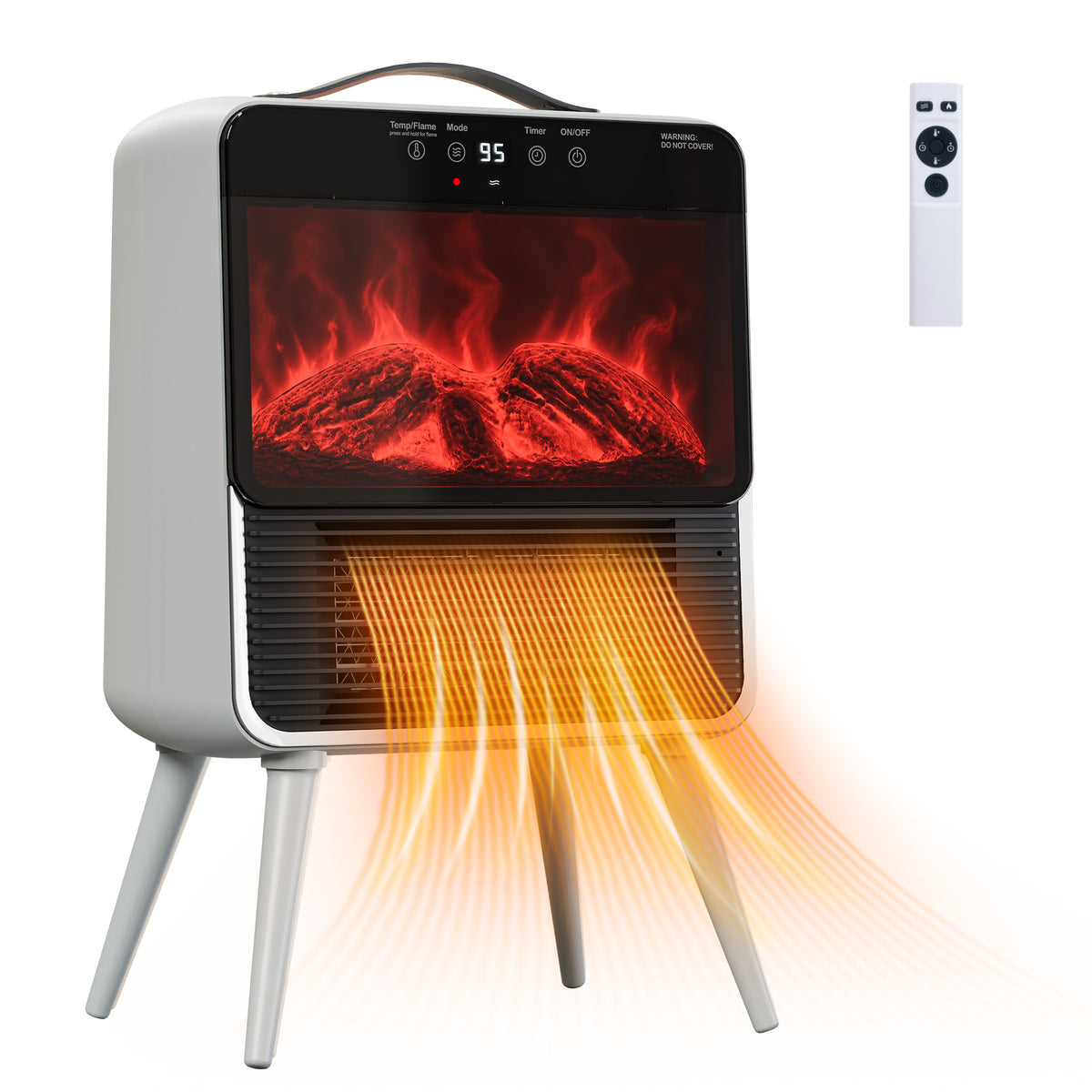EDX 18" High Leg Electric Fireplace Heater, 1500W Freestanding Electric Fireplace with Touchscreen, Remote Control, Realistic Flame, 15H Timer for Indoor Use