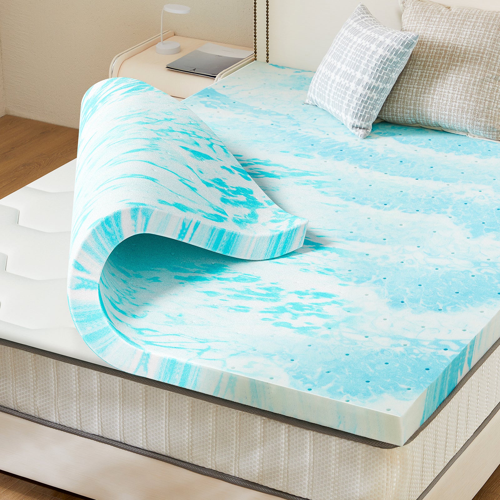 ZUNMOS Mattress Topper, 3 Inch Gel Memory Foam Bed Topper for King Size Bed