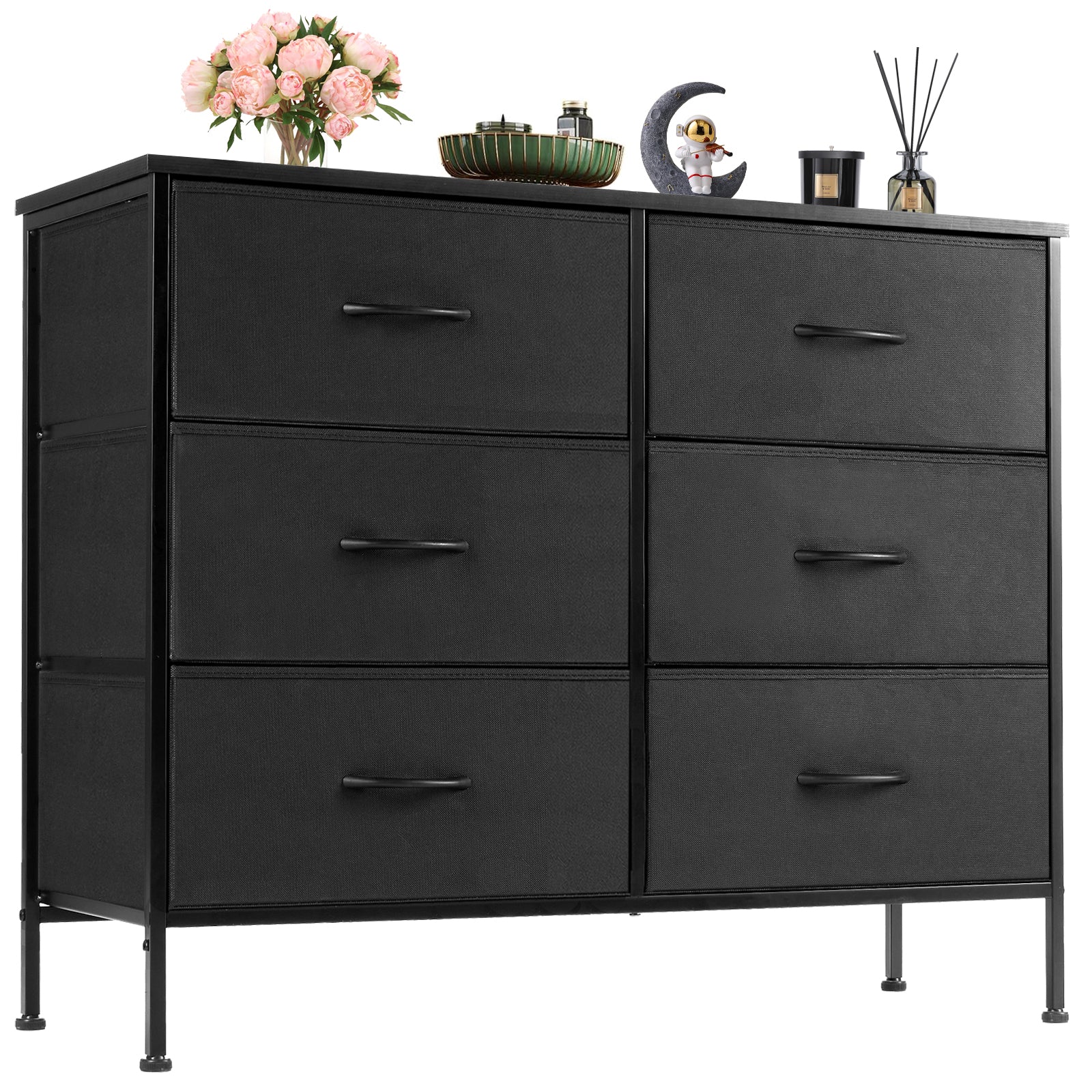 ZUNMOS 6 Drawer Fabric Dresser for Bedroom, Chest of DrawerOrganizer Storage Cabinet for Closet, Entryway,