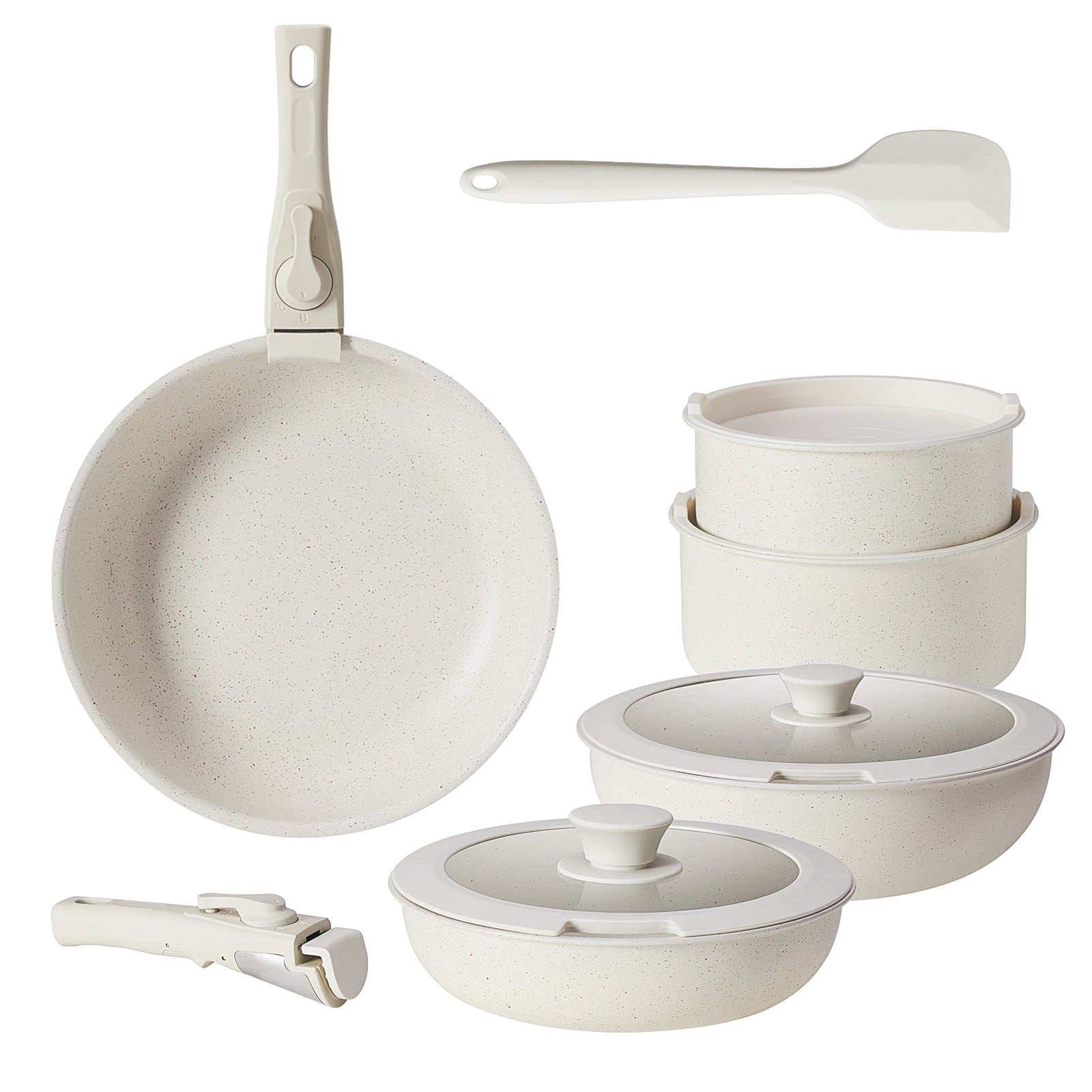 12-piece Non-Stick Cookware Set - Essential Pots and Pans with Detachable Handles for Convenient Cooking
