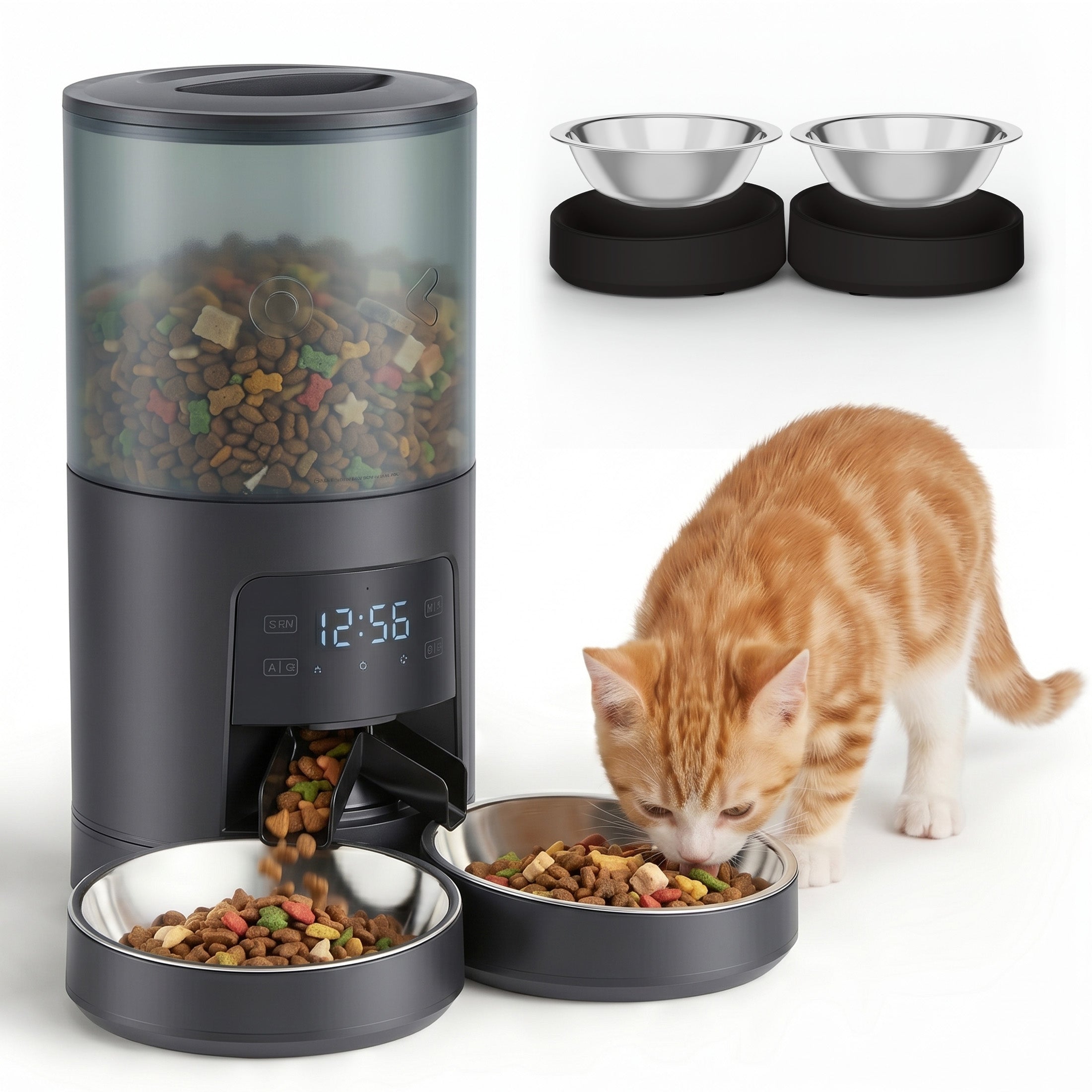 EDX Automatic Cat Dog Feeder - Timed Dry Food Dispenser with Portion Control & Desiccant Bag(6L)