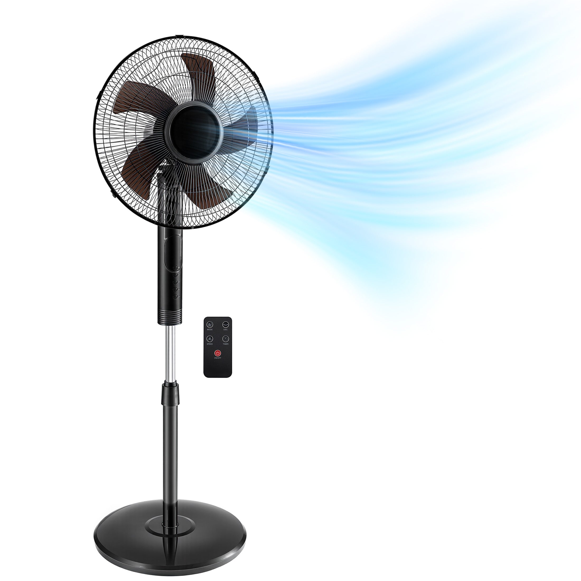 EDX 16" Quiet Pedestal Fan with Remote – 60W Energy-Saving Motor, 15H Timer, 3 Speeds & 3 Wind Modes, 80° Oscillation, Adjustable Height & Tilt for Bedroom, Home Office, and Living Spaces