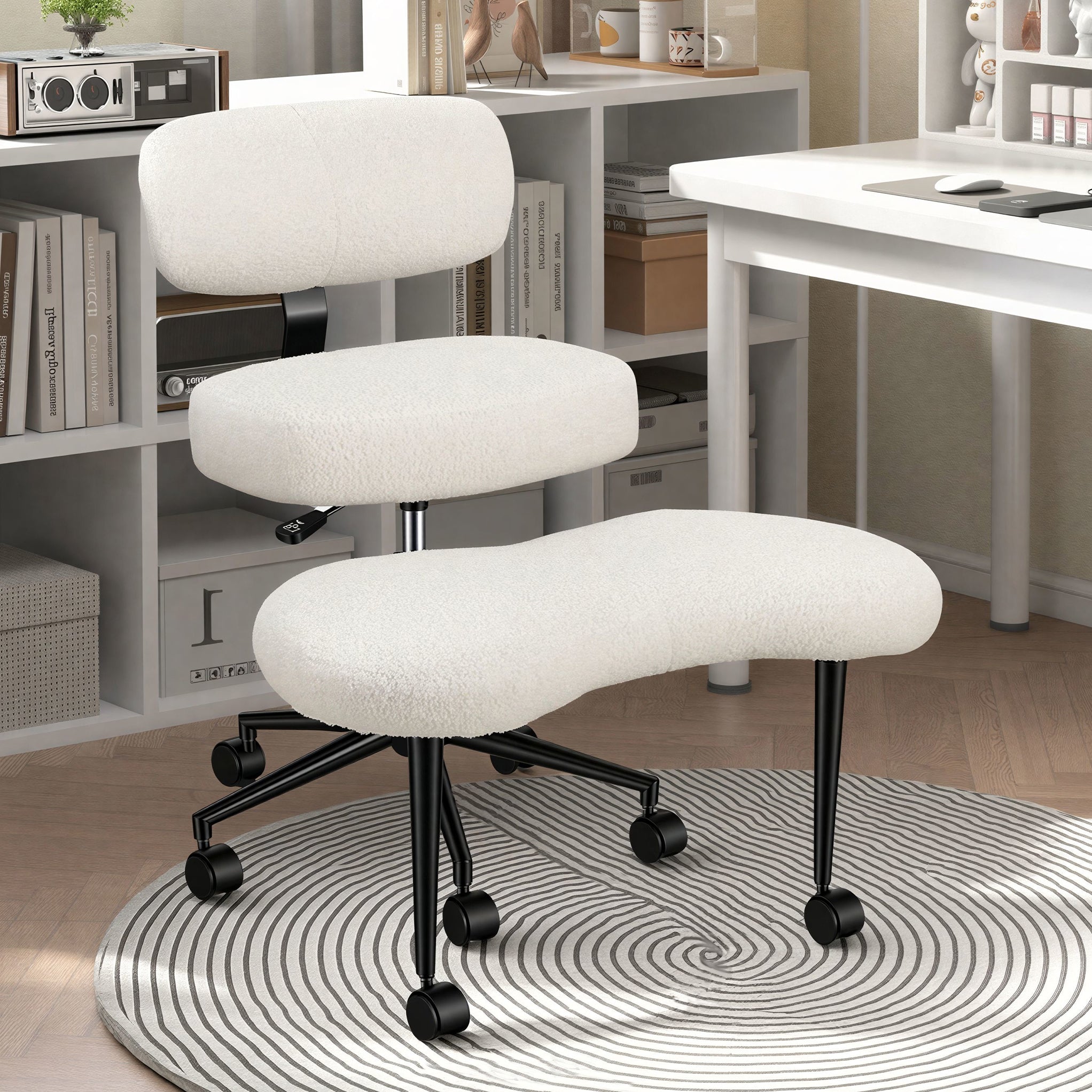 EDX Premium Ergonomic Cross Legged Swivel Meditation Chair with Adjustable Back – 360° Rotating Footrest, 5 Casters for ADHD, Focus & Relaxation