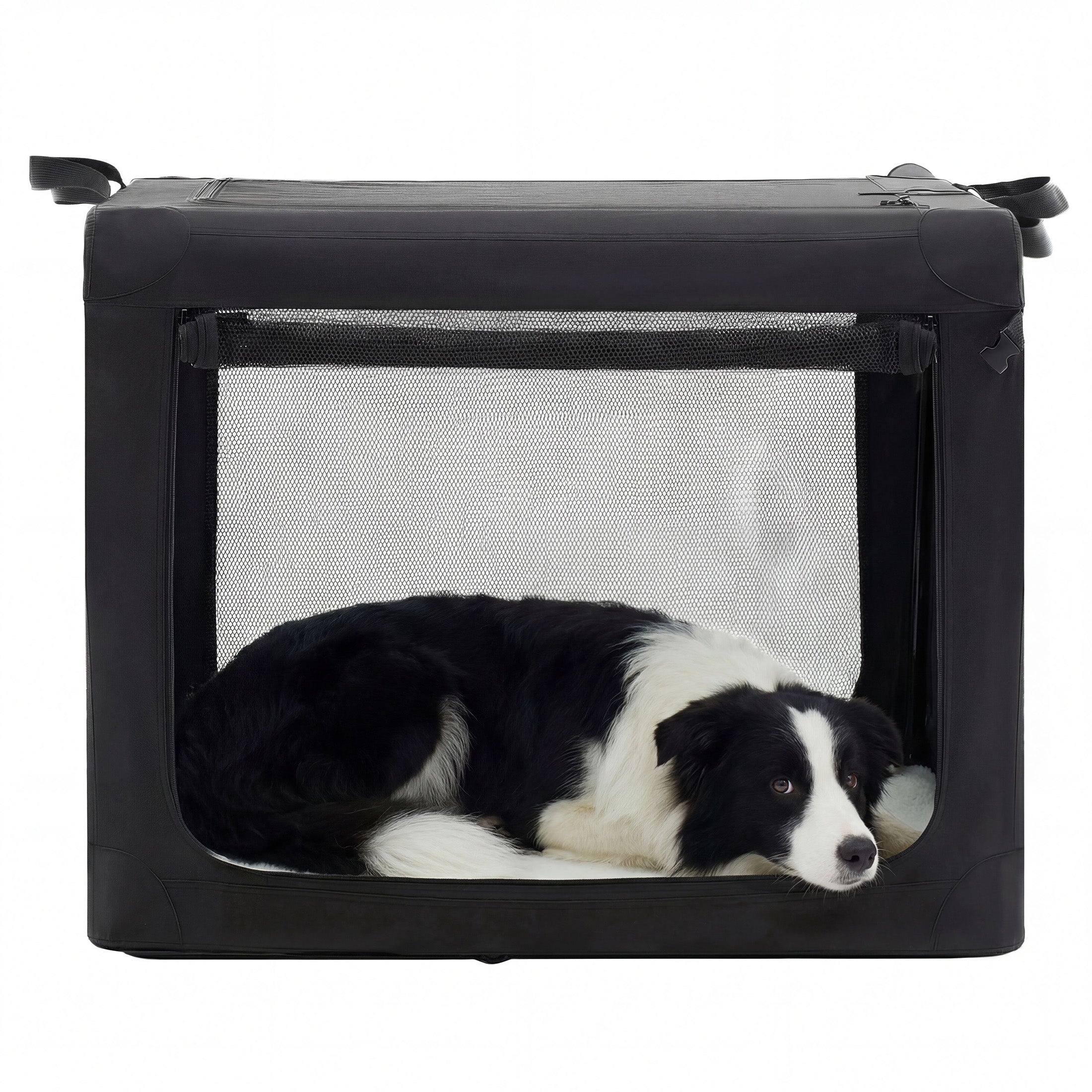 edx Portable Foldable Dog Crate for Small Dog, 3-Door Soft Pet Airline Approved Crate with Storage Bag & Washable Pad, For Indoor Outdoor Dog/Cat/Pet Kennel Carrier