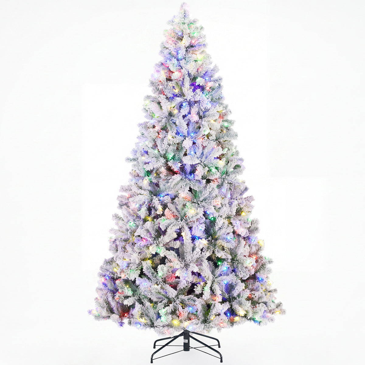 edx Pre-lit Snow Flocked Artificial Christmas Tree, Prelighted Artificial Xmas Tree, With  Branch Tips,  LED Lights & Foldable Base, For Home, Office, Party Decoration