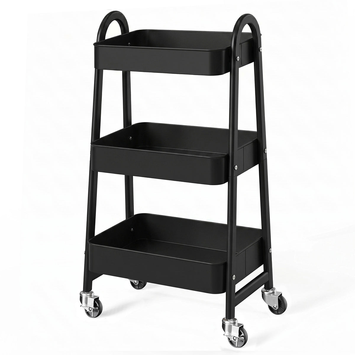 Gianna 3 Tier Rolling Cart, Metal Utility Storage Cart with Lockable Wheels for Livingroom, Bathroom, Kitchen & Narrow Spaces