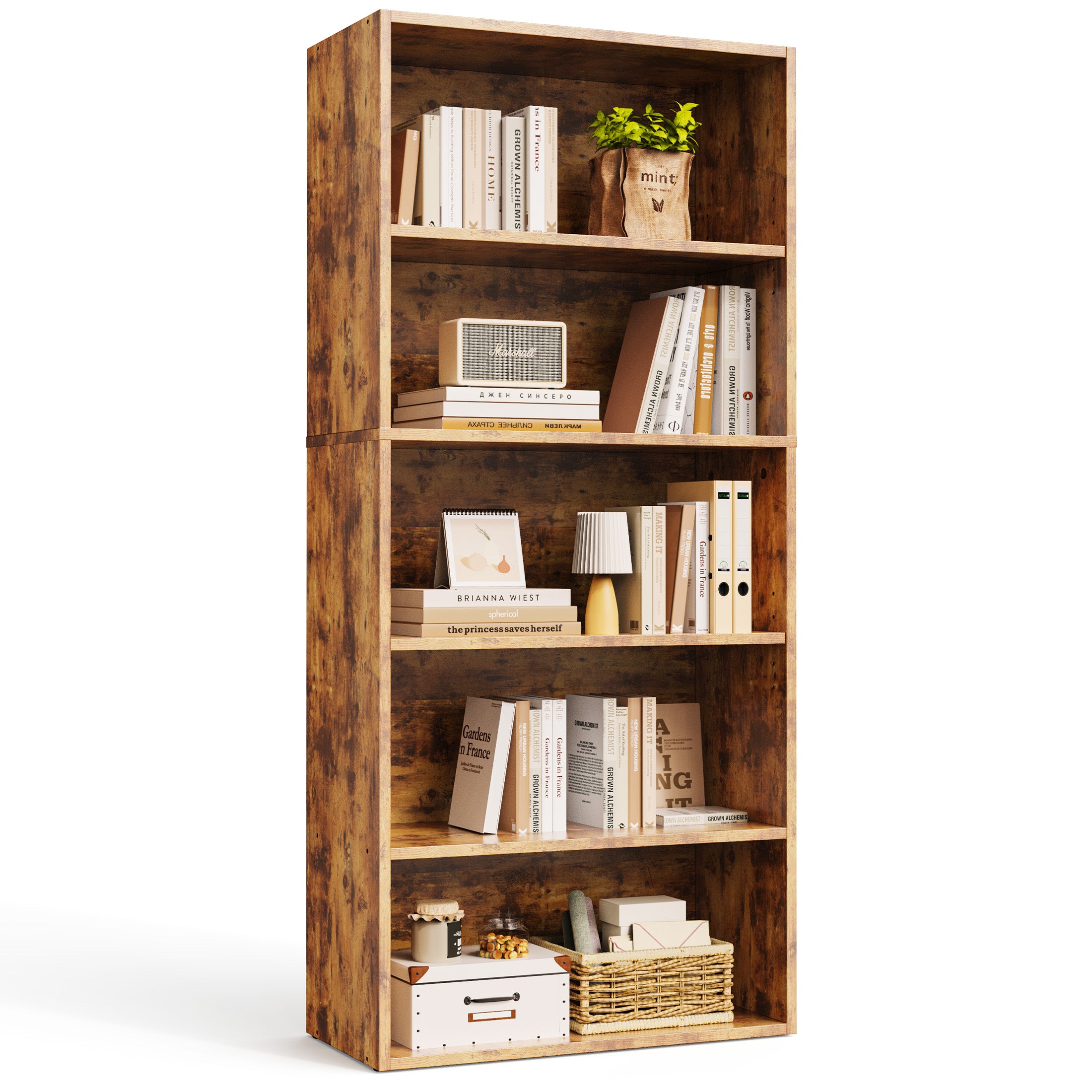 ZUNMOS  Bookcase,  Open Industrial Standing Bookshelf Large Storage for Home Office