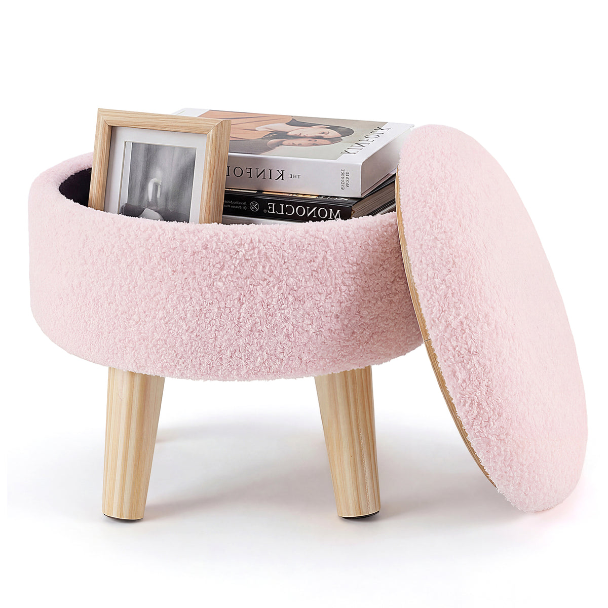 Gianna Round Ottoman Footrest Chair for Makeup Room, Bathroom, Bedroom, Living Room, Entryway & Offices