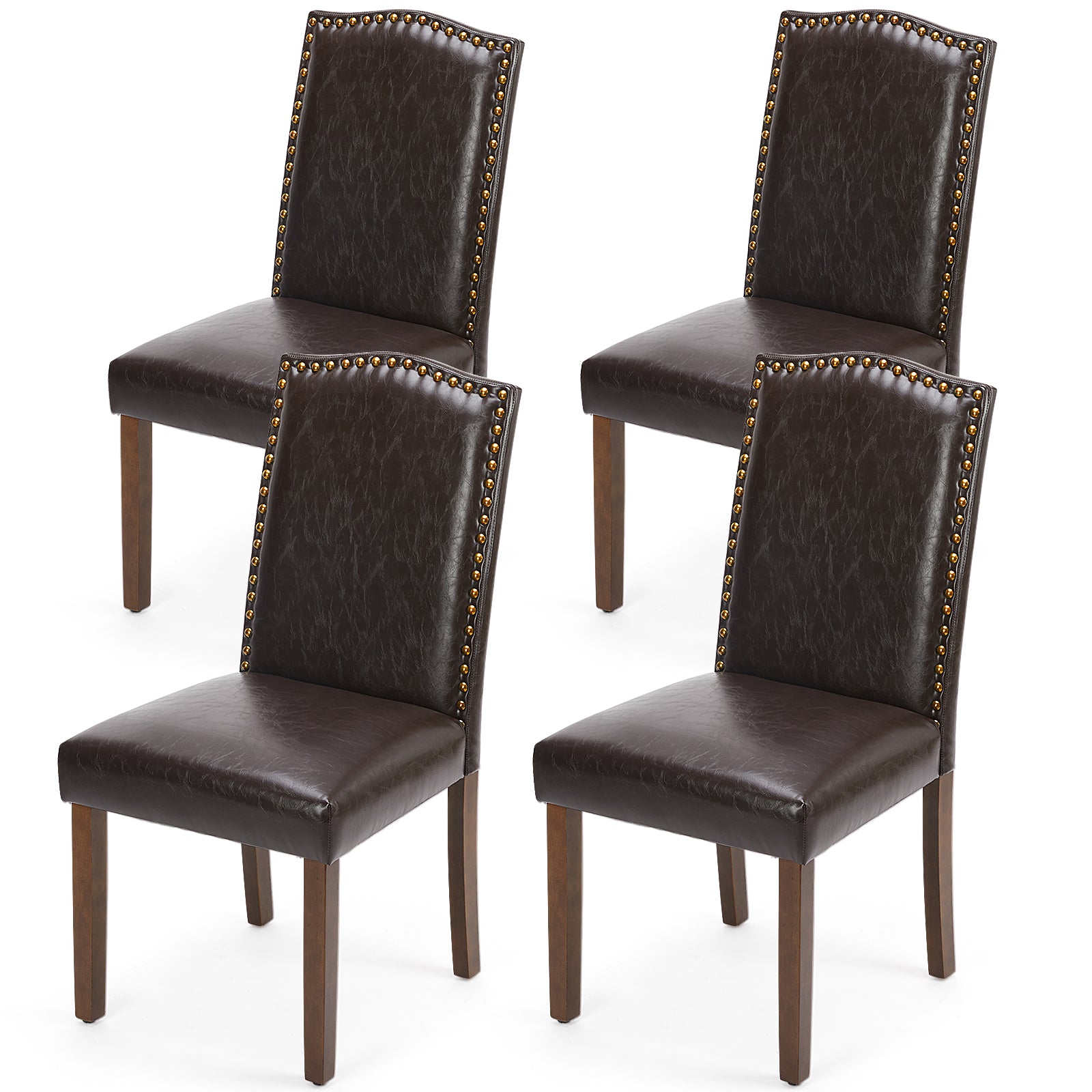 Dining Chairs ,  Premium leather cushion, Nailhead Trim, Wood Legs, Dining Room Kitchen Side Chair for Bedroom, Living Room, Dining Room