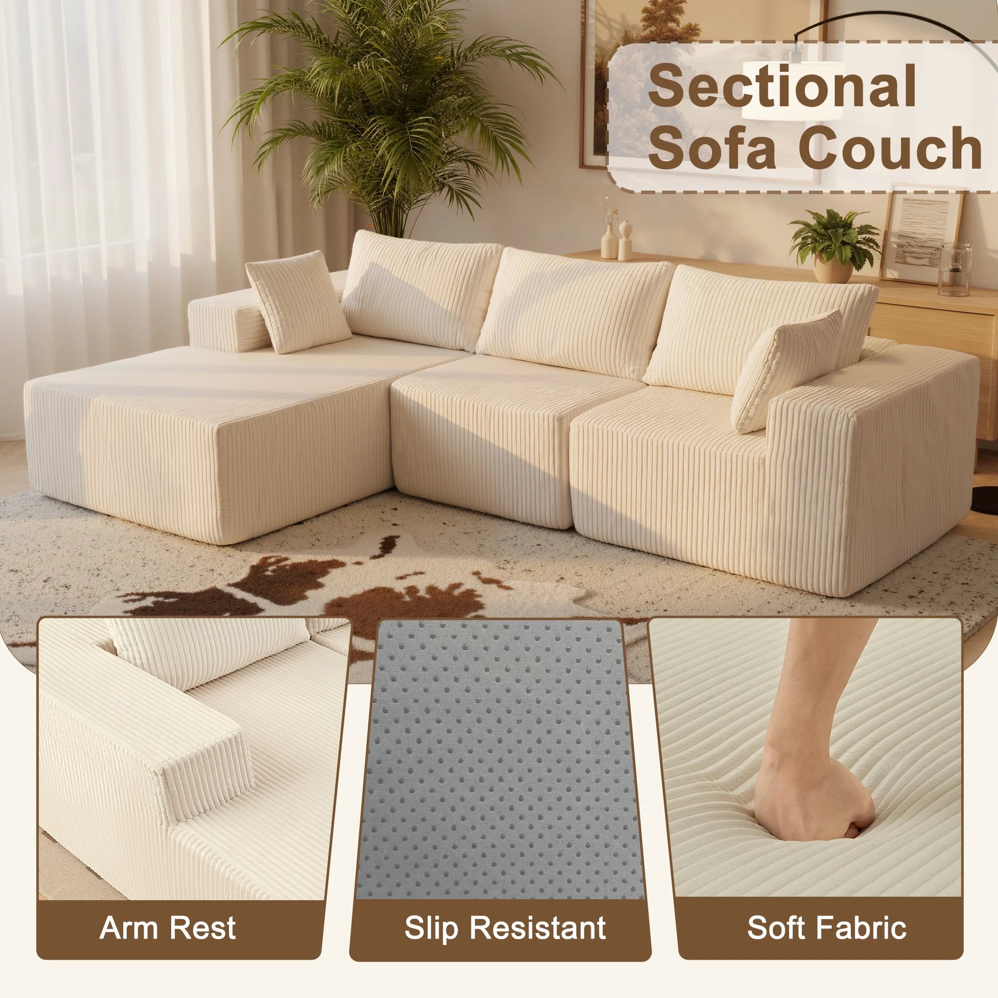 edx Convertible Modular Sectional Sofa installation 4 Seat L Shaped Modern Sofa Couch Bed