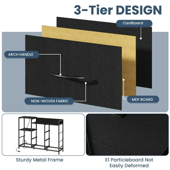EDX 8 Drawer Dresser TV Stand, with Power Outlets and Open Shelves, for Bedroom and Living Room
