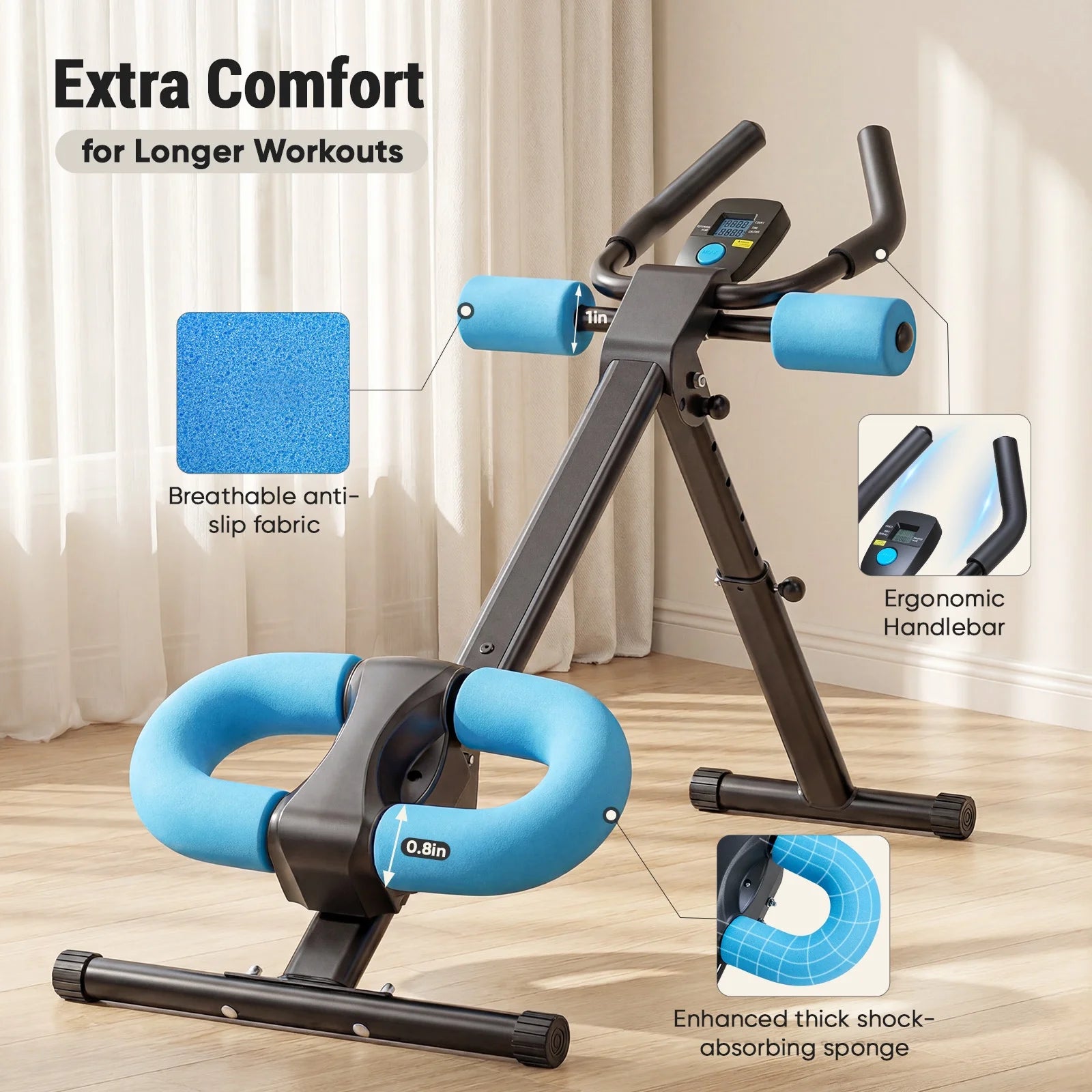 EDX Ab Machine for Home Gym, Adjustable Ab Workout Equipment with LCD Display, Foldable Core Trainer, 440 lbs Capacity