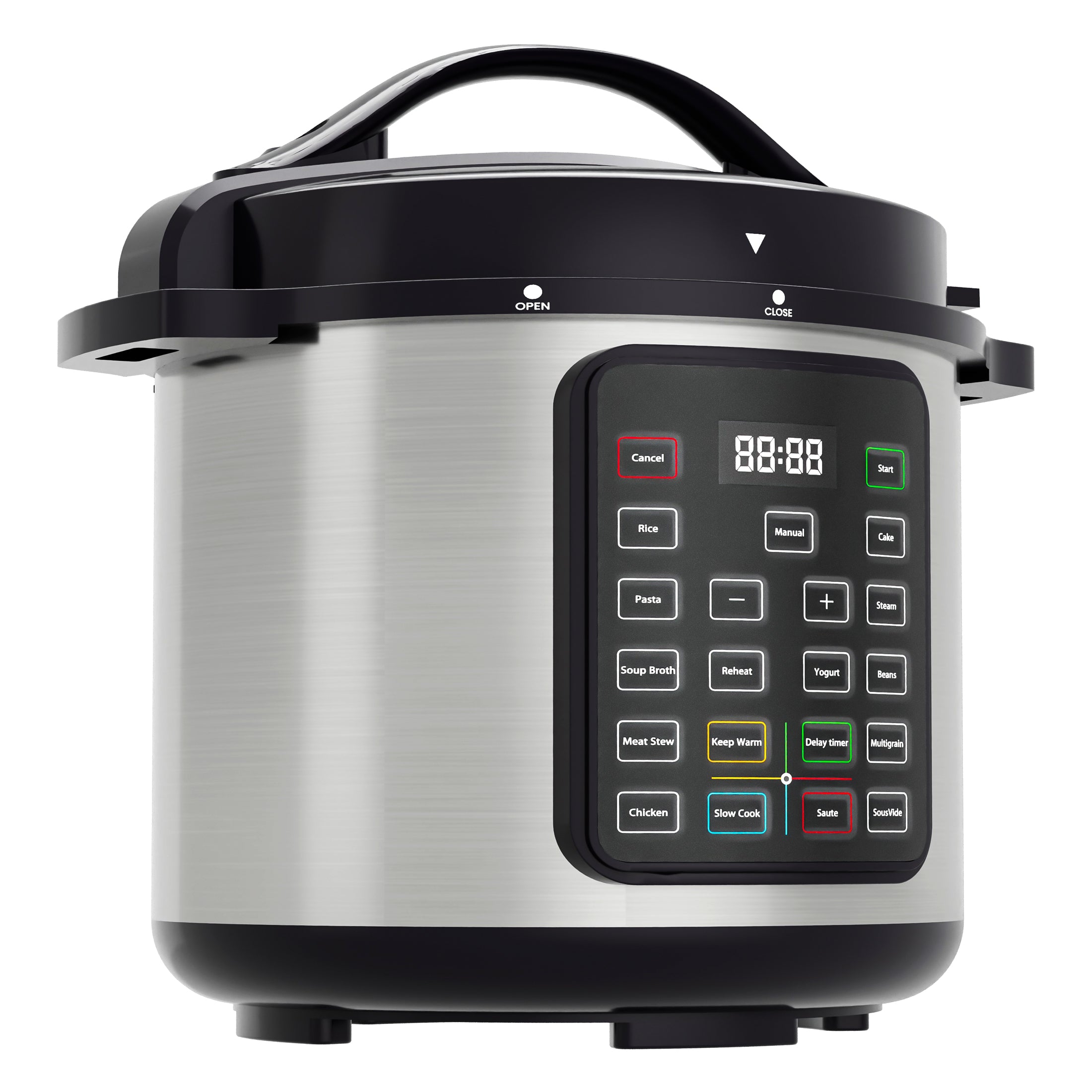 Instant Cooker 6 Quart 12-in-1 Electric Pressure Cooker Multi-Function Features & Stainless Steel Pot