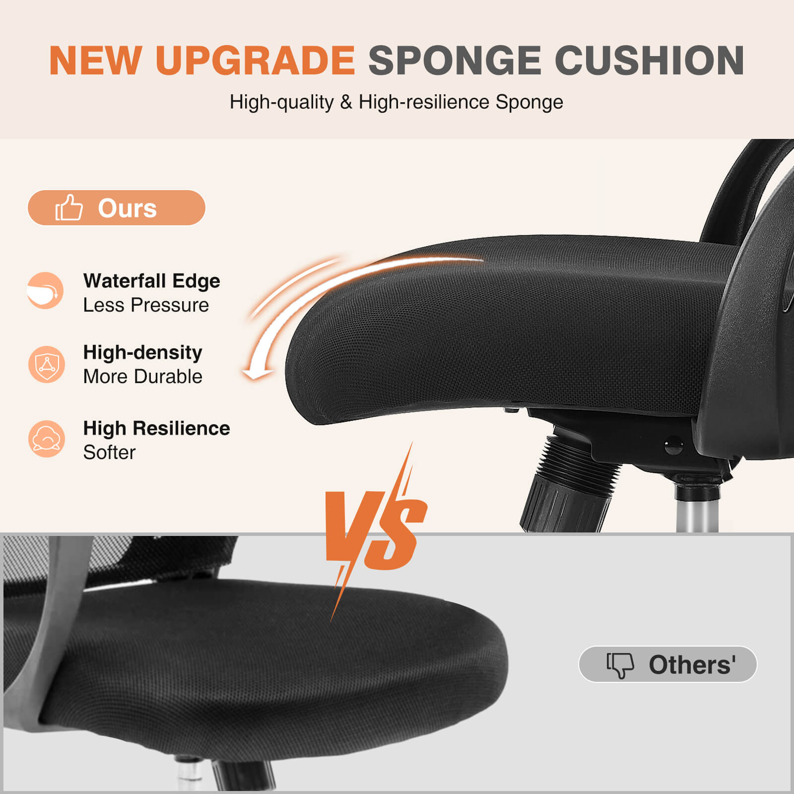 Office Computer Desk Chair-Ergonomic Chair with Wheels, Comfortable Lumbar Support, Comfy Flip-up Arms for Home, Office