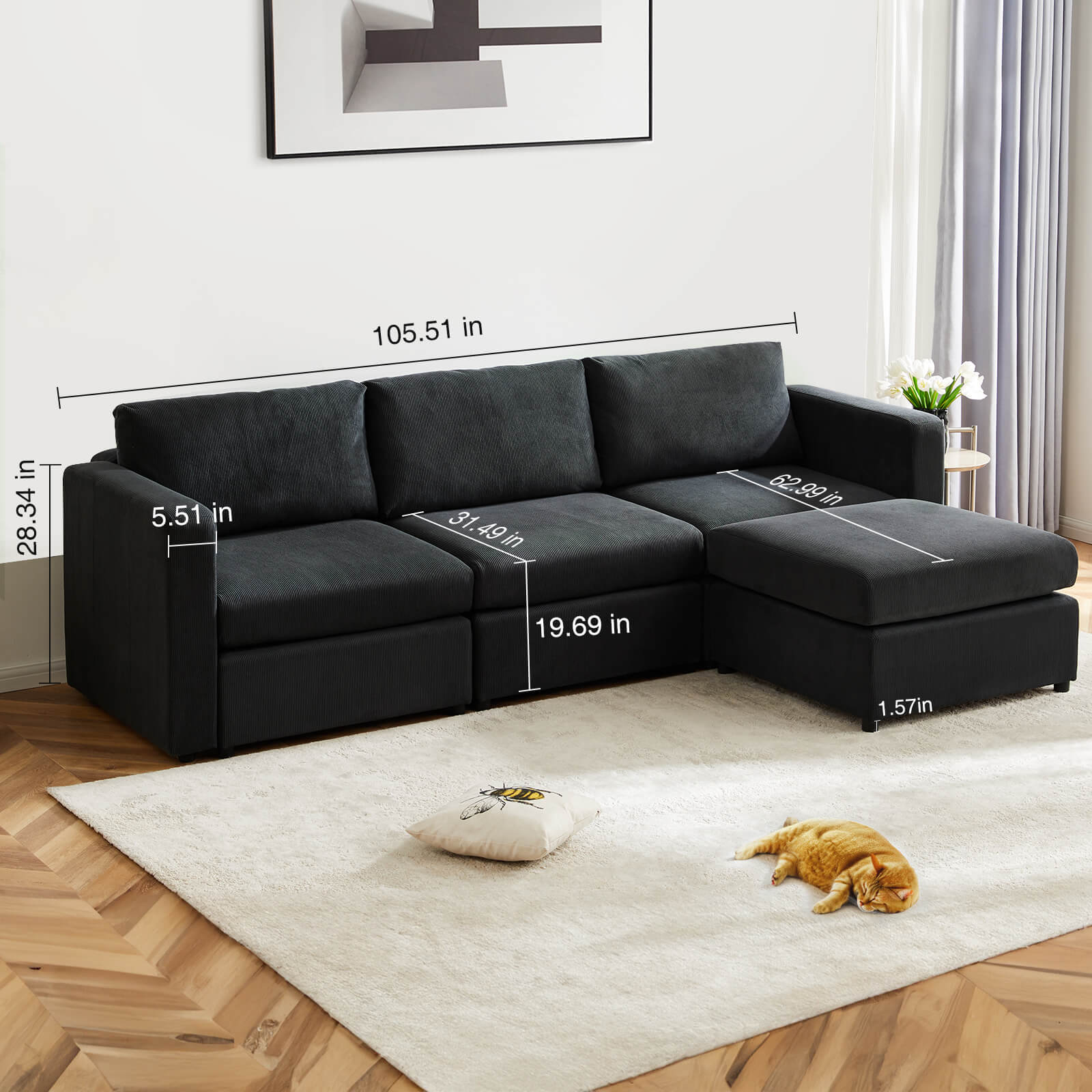 Convertible Sleeper Sofa Bed - Modular Sectional Sofa Set for Living Room, for office, living room, bedroom